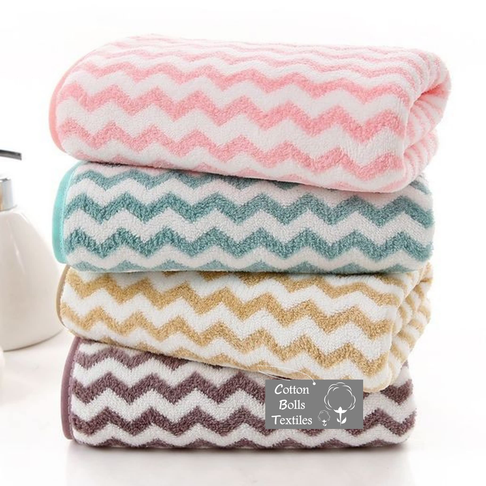 Cotton Bolls Textiles Microfiber Hand Towel Set of 4 Super Soft Quick Water Absorbing Microfiber Multipurpose Use As Bathroom, Kitchen, Wash Basin, Gym, Yoga,Hand Towel