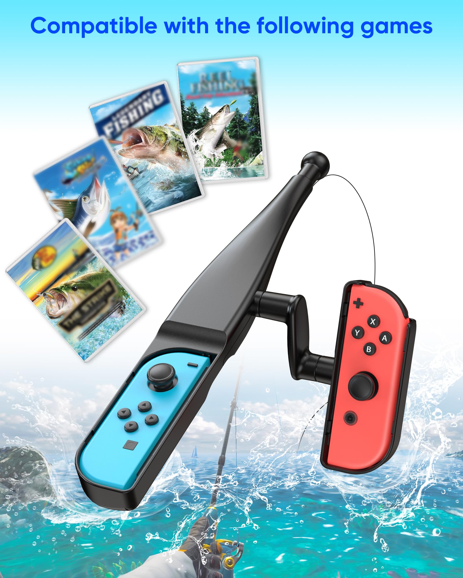 Angelrute für Nintendo Switch, Angelspiele Zubehör Kit für Nintendo Switch/Switch OLED/Joy Con Bass Pro Shops – The Strike Championship Edition und Legendary Fishing-Standard Edition
