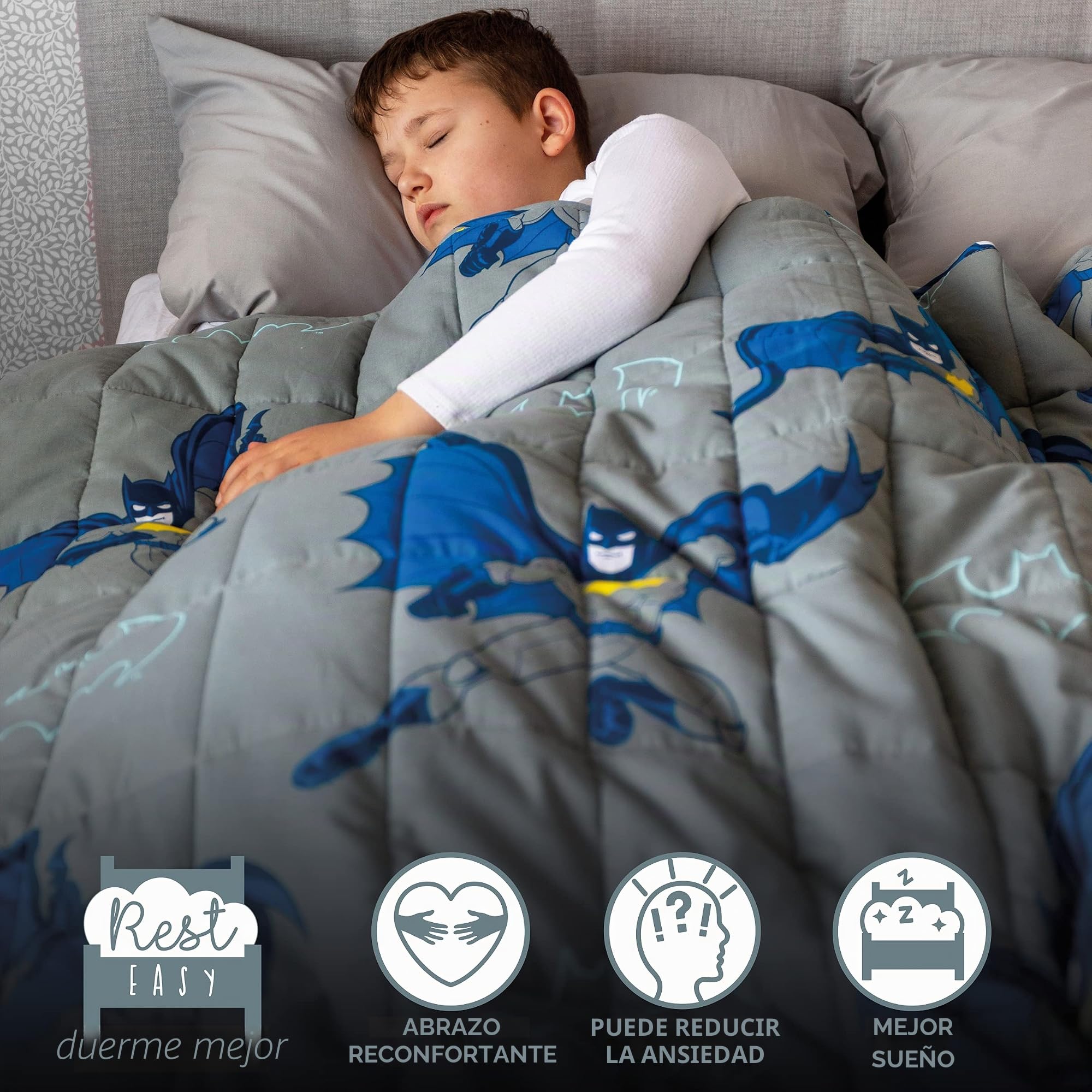 Rest Easy Batman - Manta pesada para niños y adultos | Manta pesada para dormir, alivio de la ansiedad y manta relajante sensorial para un gran sueño, material de algodón 100% súper suave