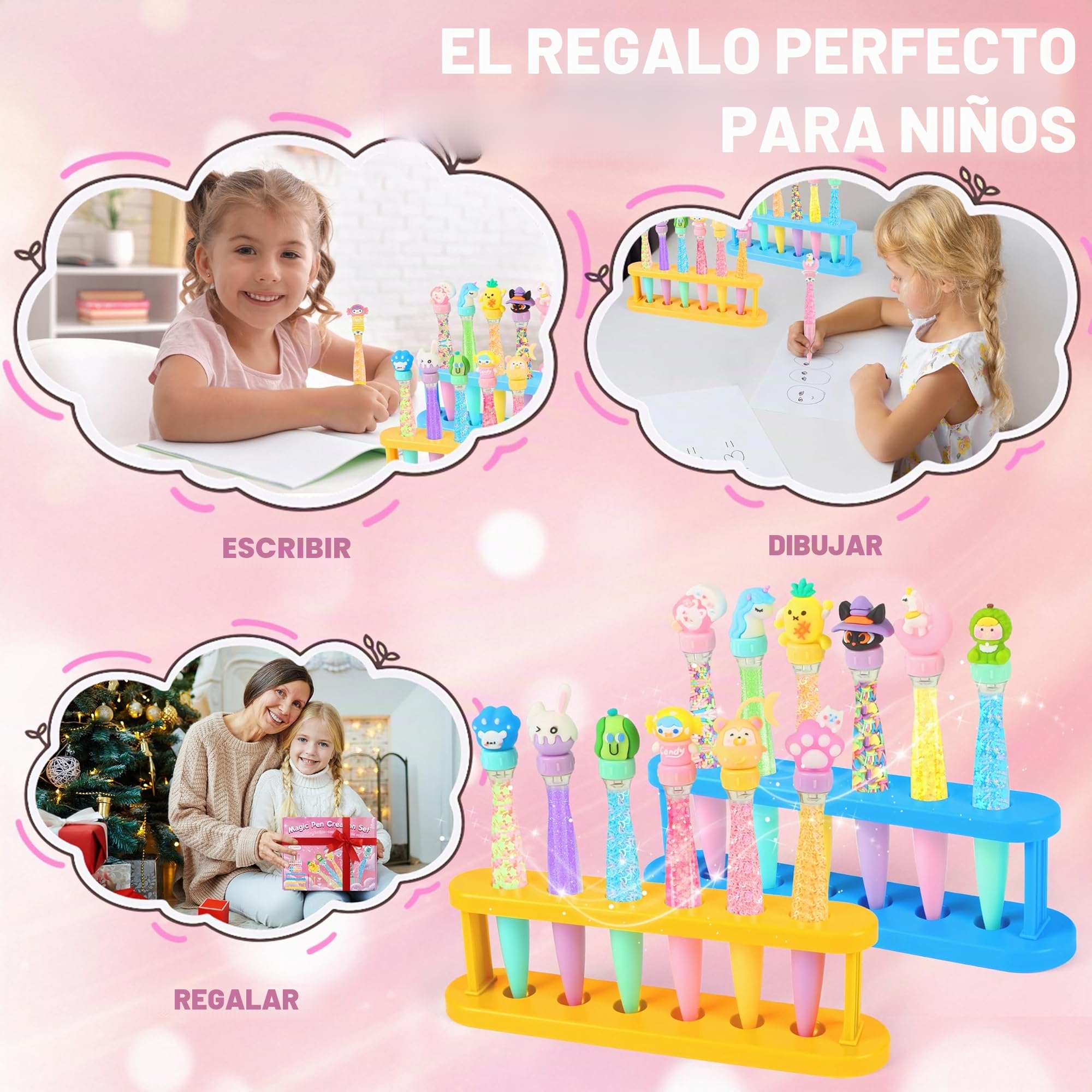 MOMOSTAR Kit de Creación de Bolígrafos, Laboratorio de Bolígrafos con 21 Plumas Personalizados, 80 PCS Kit Manualidades Niños, Juego Juguetes Creativo, Regalo Cumpleaños Navidad para Niñas 5 6 7 Años