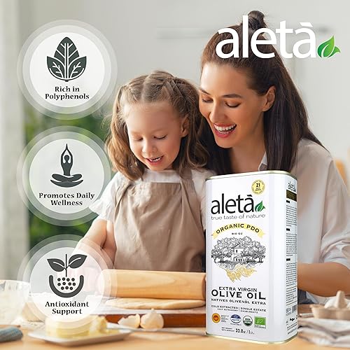 Miniatura 4 de Aleta Aceite de oliva virgen extra orgánico certificado Single Estate Messara Valley Grecia galardonado rastreable y kosher 1 litro 338 onzas