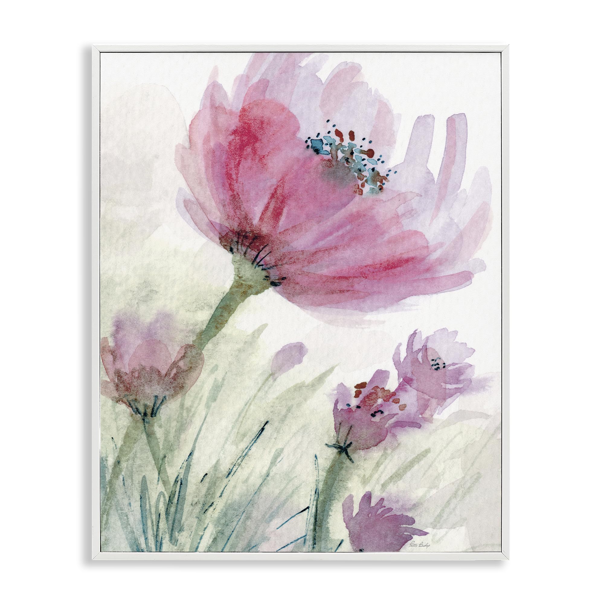 Stupell Industries Coastal White (Textured) 'Pink Flower & Speckled Stamen'| Framed Giclee Art