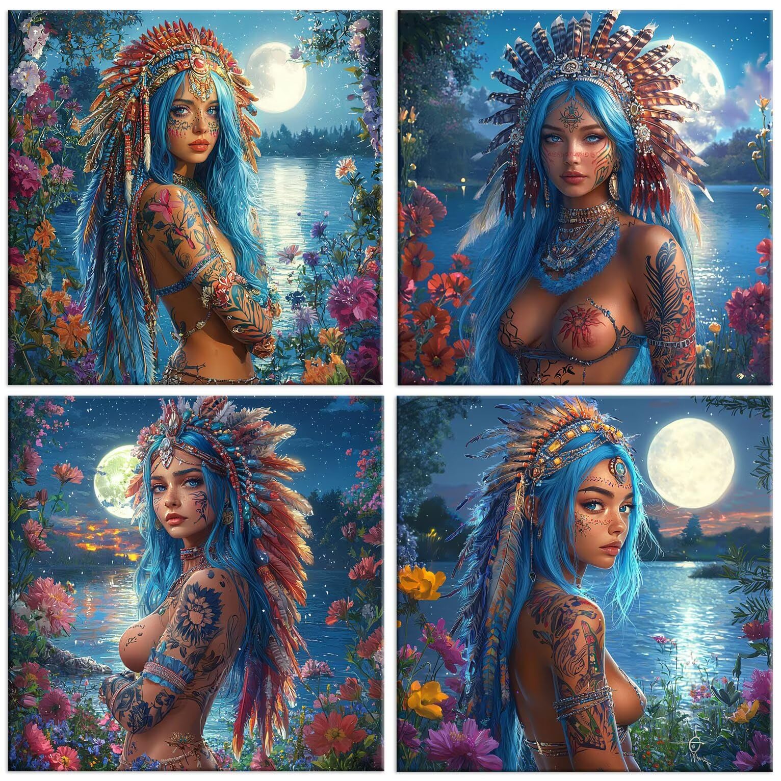 QIANLUOO Luna de la mujer India Pintar Diamantes Kit Adultos 45x45cm f-908