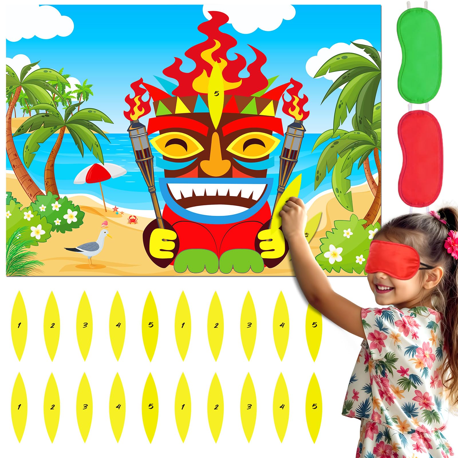 Bad Bunny Stickers 24 Sheets Tiki Make A Face Stickers, Tropical Hawaiian  Stickers For Kids Summer Luau Party Favors Decoration Luau Games For Kids, image size:1600x1600