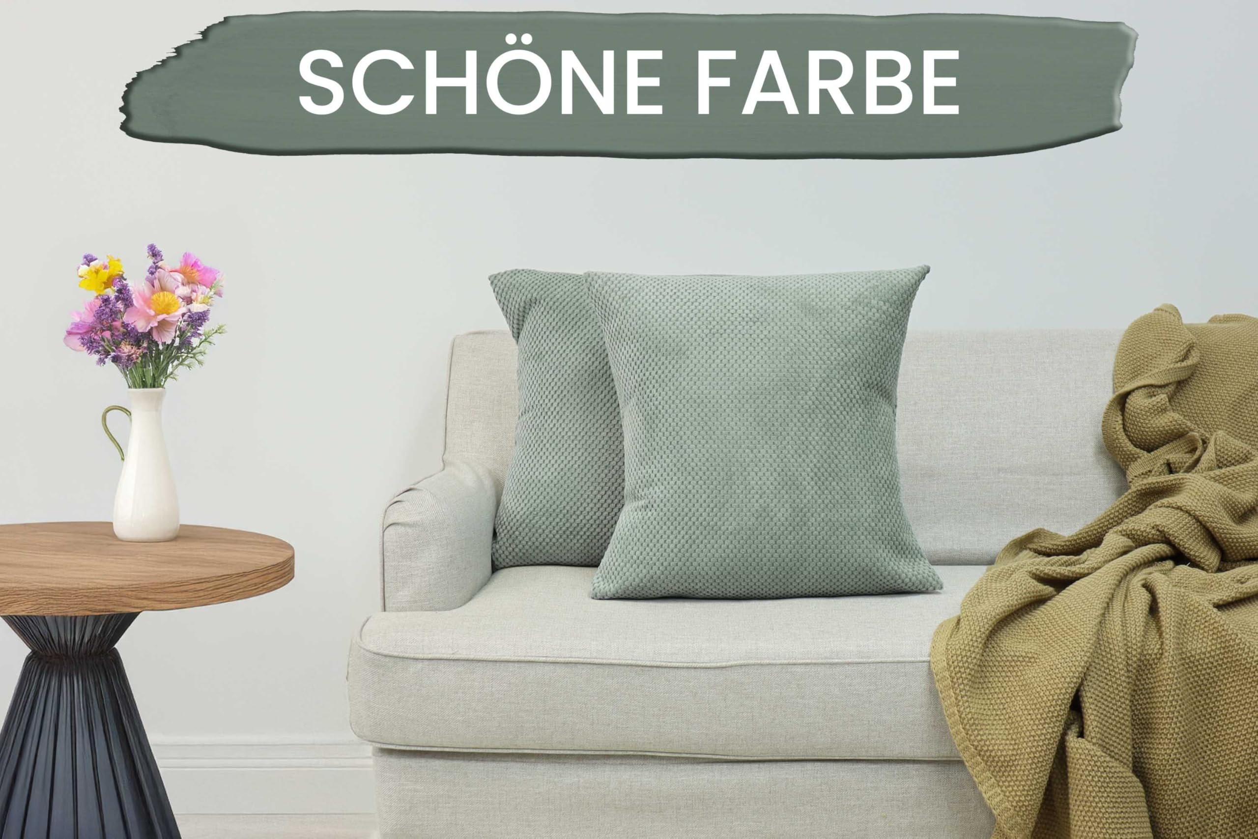 Amilian Set Di 2 Cuscini Decorativi Con Imbottitura, Motivo Foglie Poesia, Lavabili, Per Divano E Letto