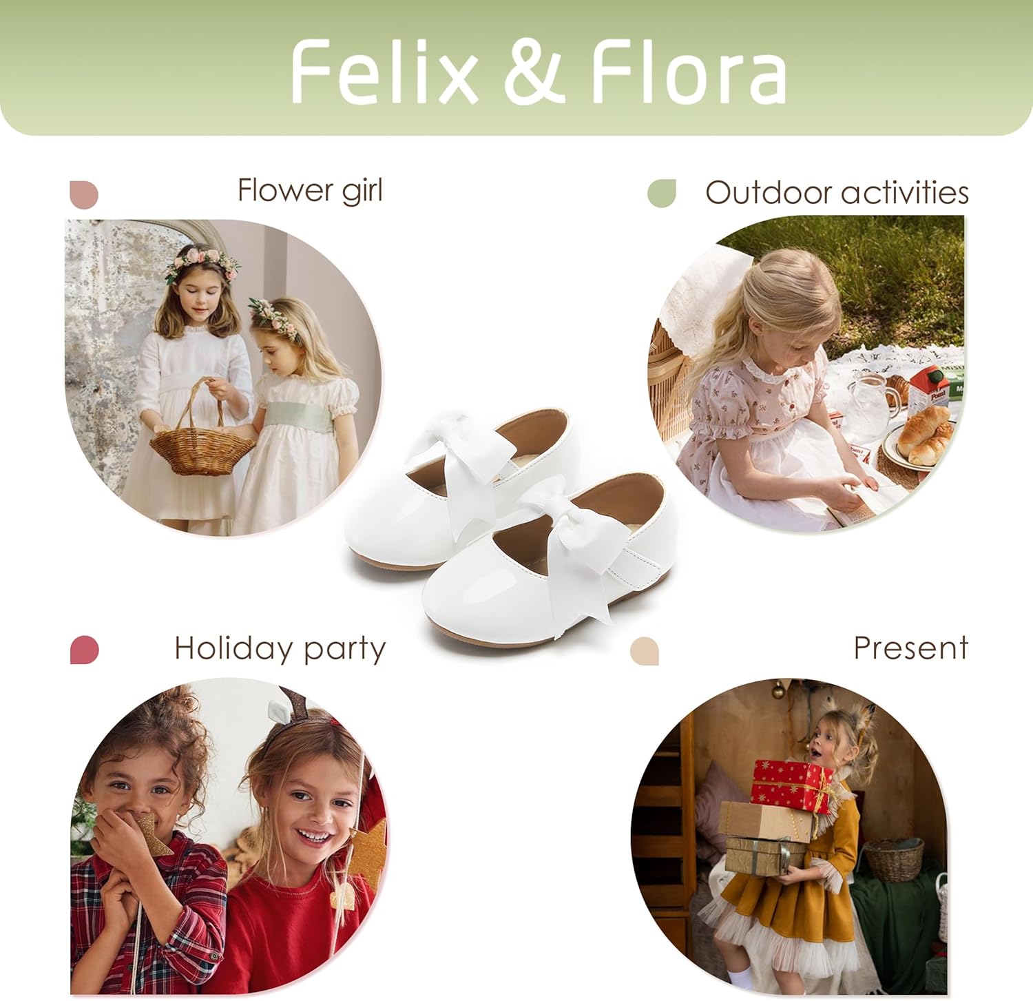 Felix & Flora Toddler Flower Girl Dress Shoes - Girl Ballet Flats Party School Shoes Wedding - Image 5