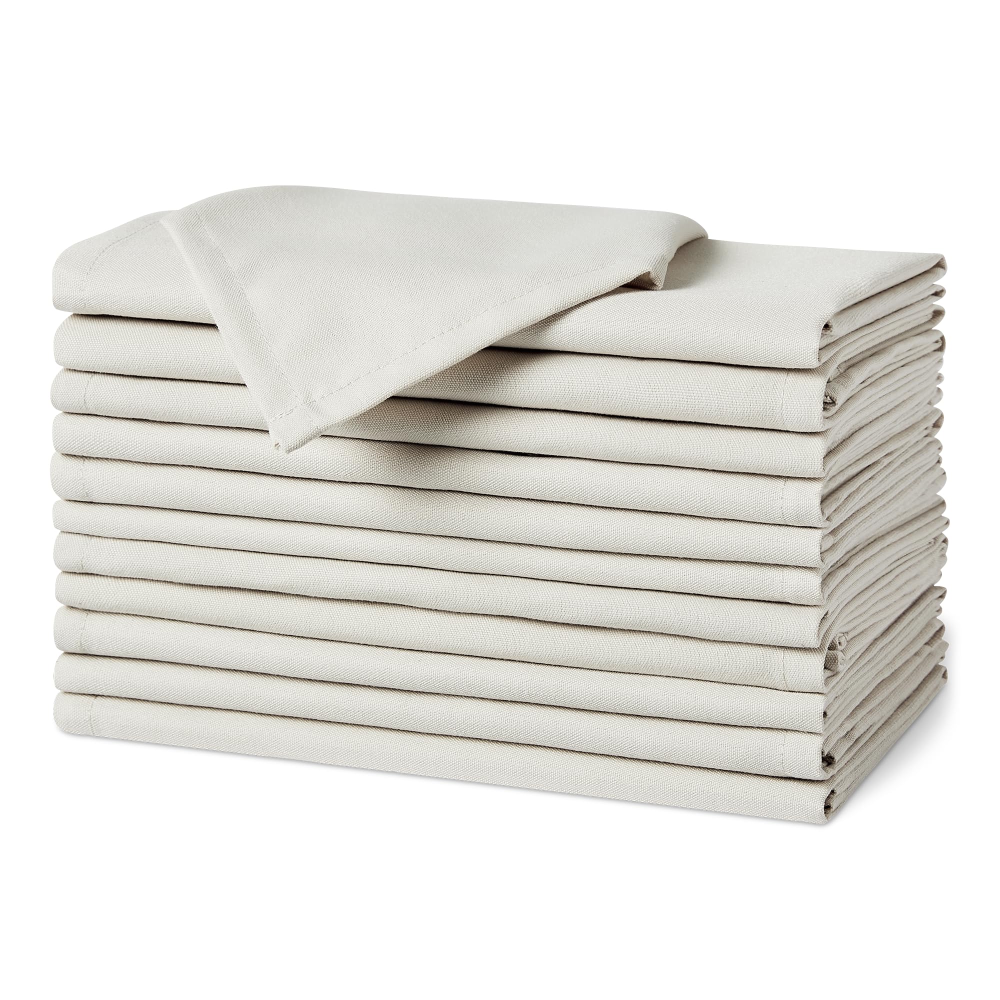 Amazon Basics Reusable Stain and Wrinkle Resistant Cloth Napkins, 43 x 43 cm (Set of 12), White