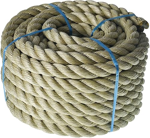 LABLT Cuerda trenzada ProManila de 34 pulgadas, cuerda de polipropileno sintético UnManila de 3 hebras de 100 pies para uso en interiores y