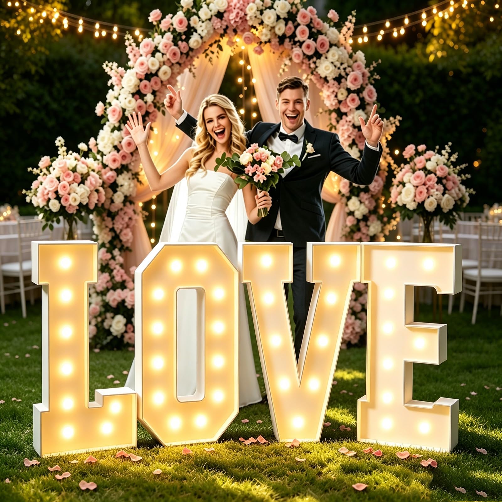 Cásate conmigo marquesina letras cartel grande ¿Quieres cartel iluminado? | Decoraciones propuesta día Valentín decoración romántica grande fiesta boda compromiso aire libre(LOVE,100cm(3.3FT))