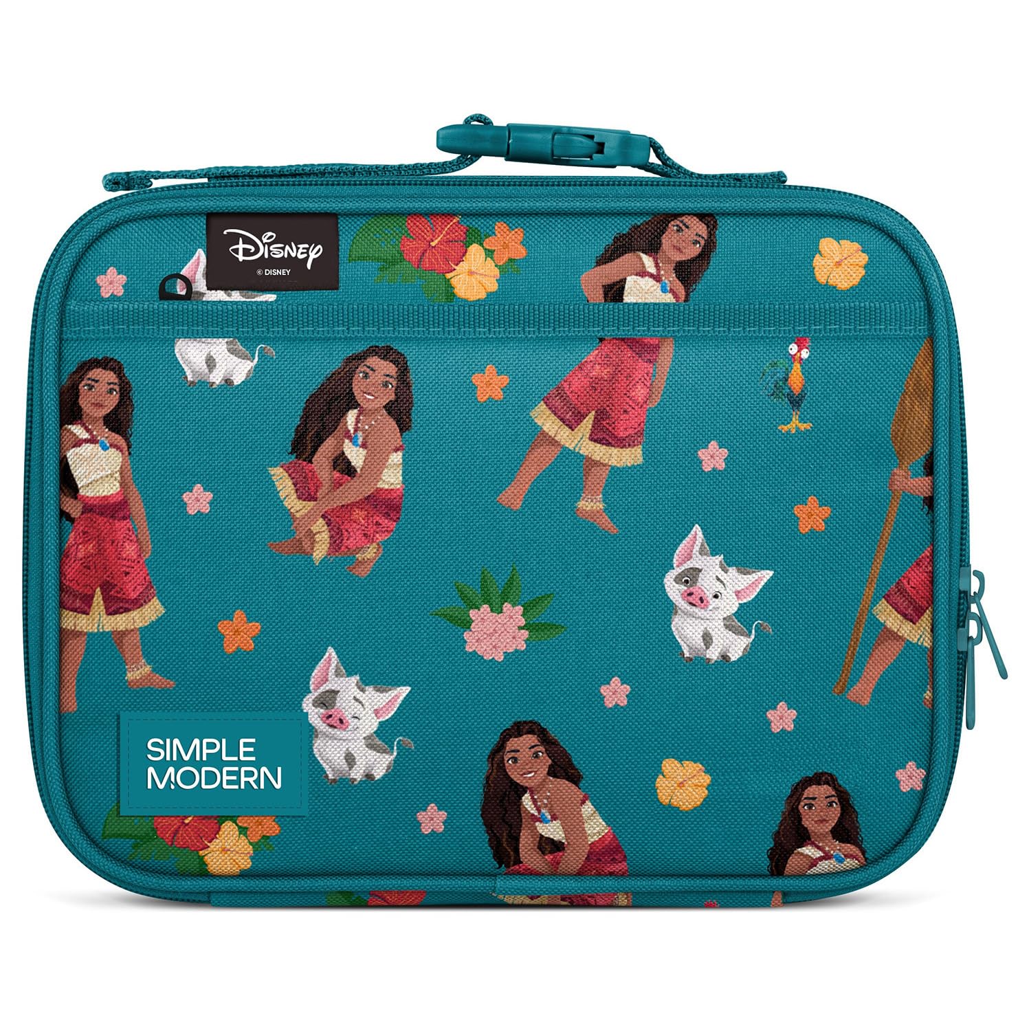 Simple ModernDisney Kids Lunch Box for School | Reusable Insulated Lunch Bag for Toddler, Girl, and Boy | Meal Containers with Exterior & Interior Pockets | Hadley Collection | Moana Oceana