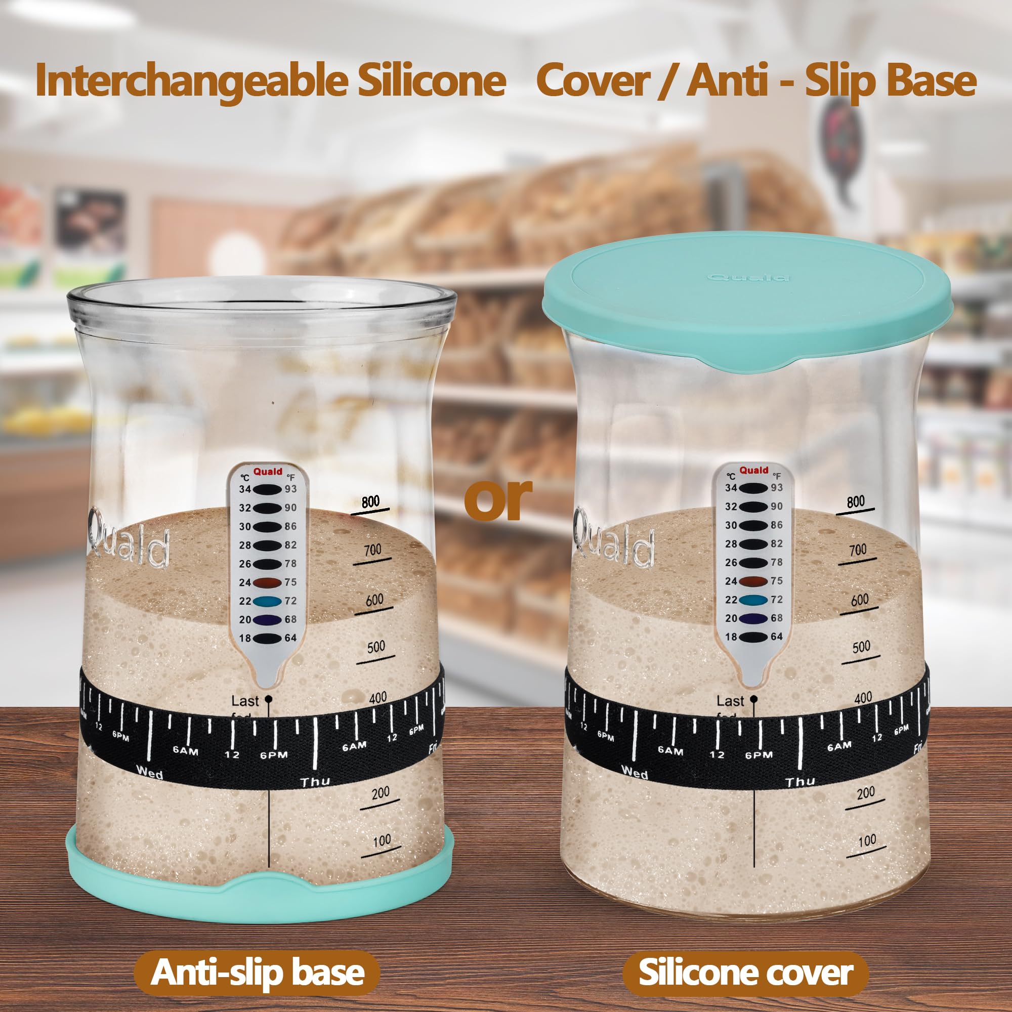 Sauerteig Starter Set 7-teilig - 1L Glas Mit Thermometer & Datumsband