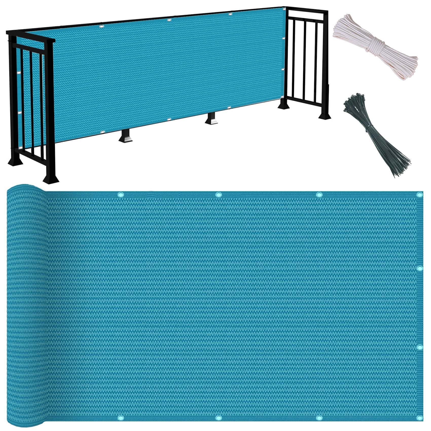 GJZQDKX Balkon Sicht85x135 cm - Wind& Sonnenschutz, Atmungsaktiv, Geländer Sichtmit Ösen, Kabelbinder & Kordel, Himmelblau - Perfekt für Privatsphäre & Wetterbeständigkeit