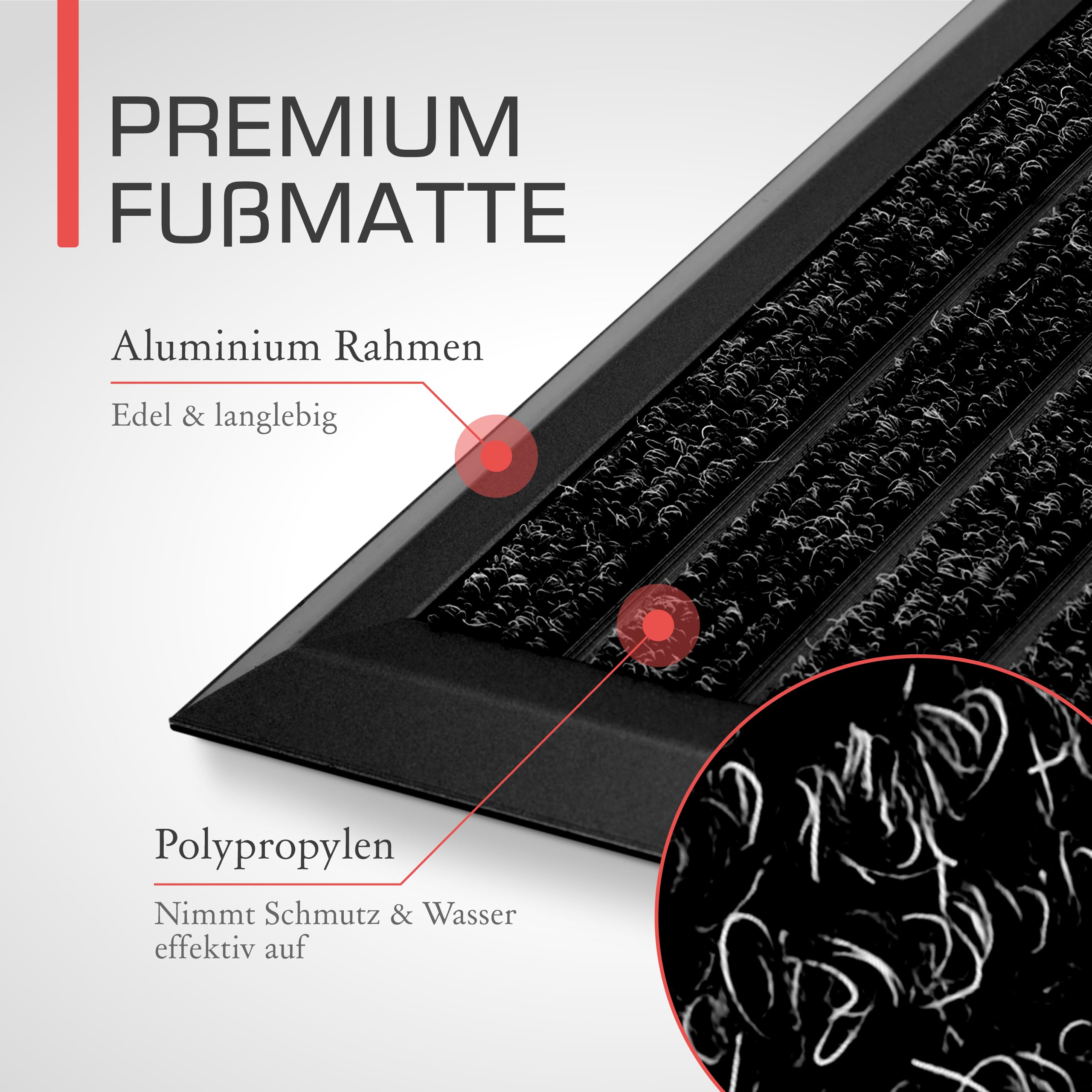 bomoe Fußmatte Außen rutschfest Rostfrei Fussabtreter Aussenbereich | 50x80cm Anthrazit Outdoor-Fußmatte Eingang Fußabstreifer Gitter Fusmattenteppich Türmatte Sauberlaufmatte AluGant