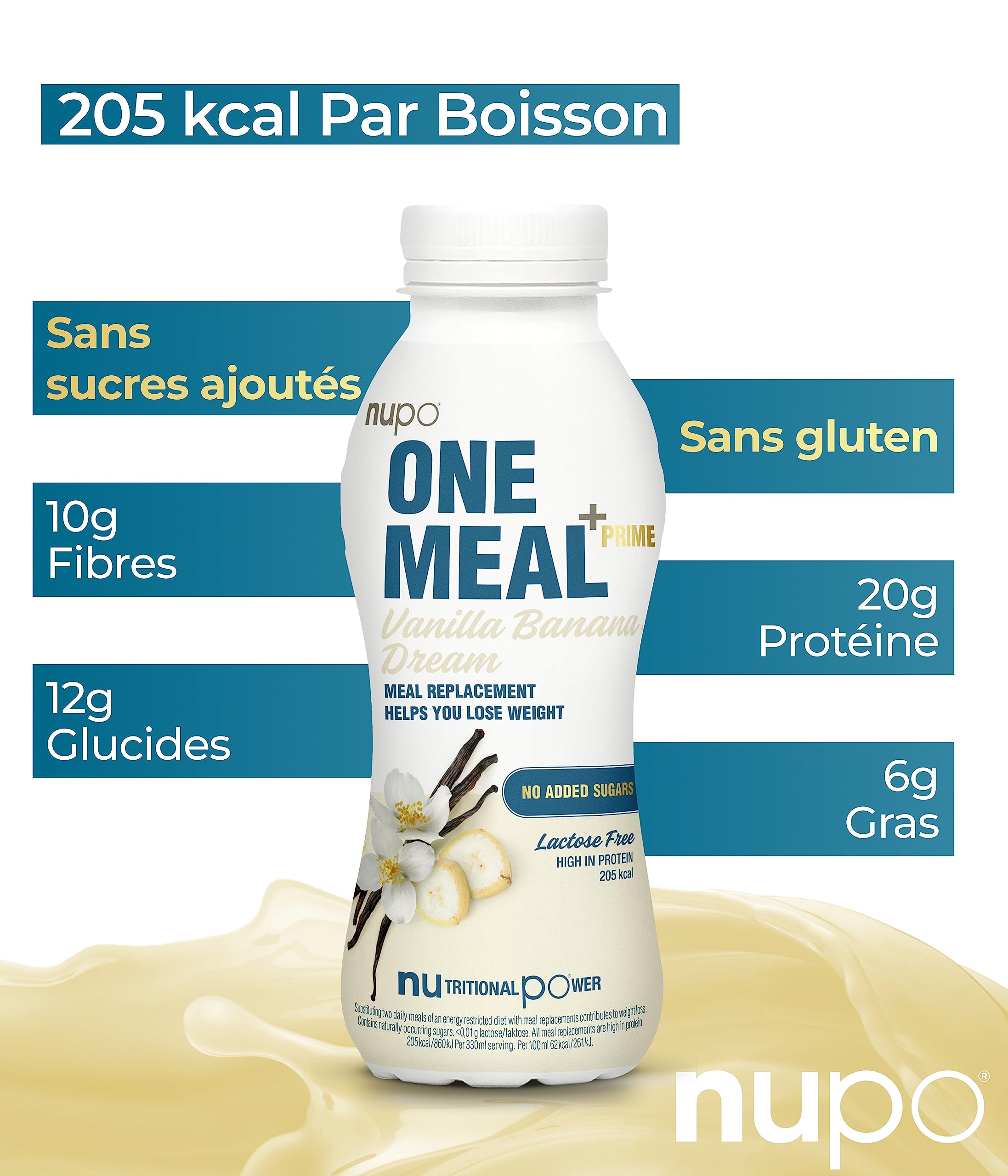 Nupo - One Meal Prime Shake Vanilla Banana Dream 12 x 330 ML, Jaune