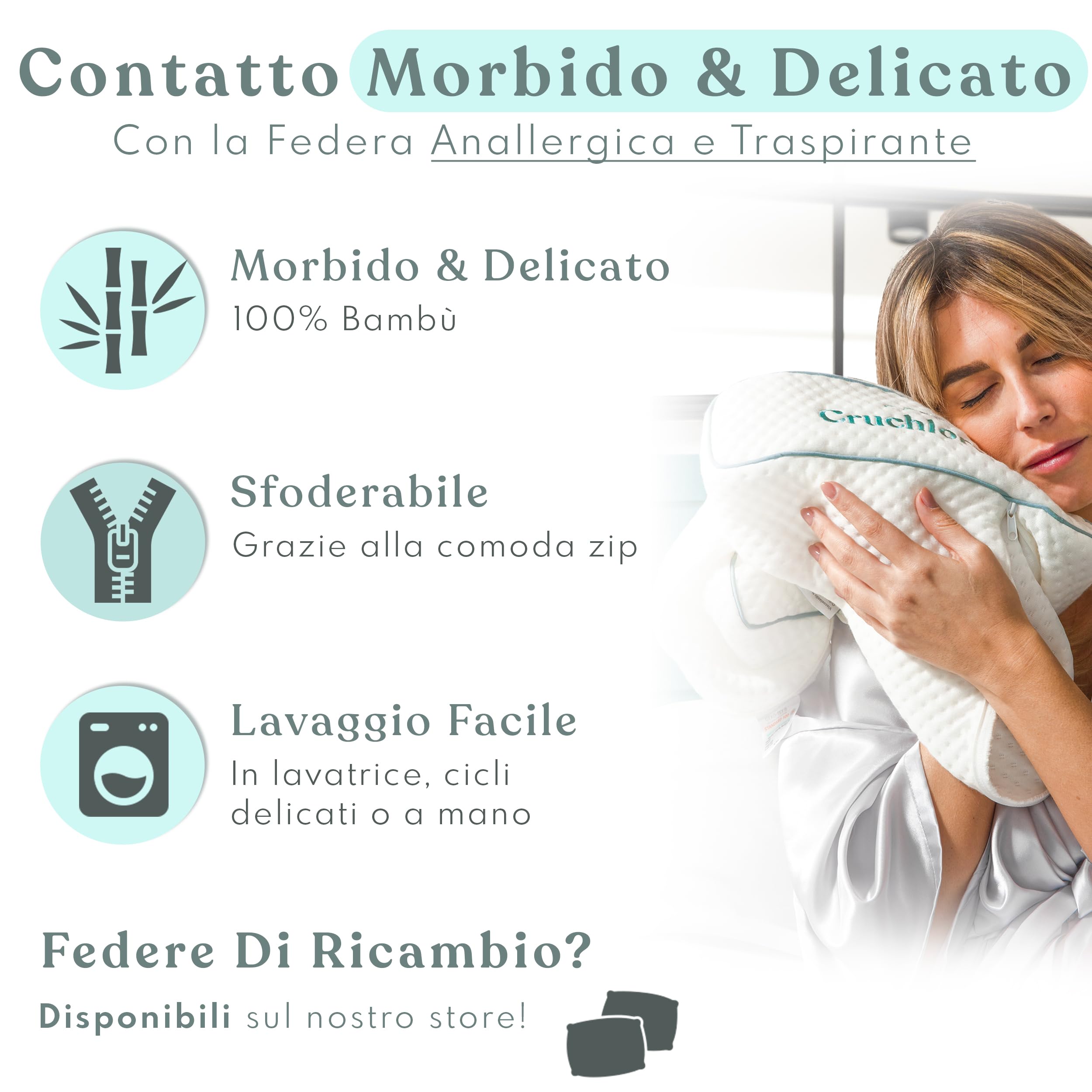 Cuscino Cervicale per Dormire a Doppia Onda - Ortopedico - 3 Altezze Regolabili - Ideato per chi Dorme di Lato o di Schiena - Dimensioni Standard 70x35 - Cuscino Memory Foam - Antirussamento