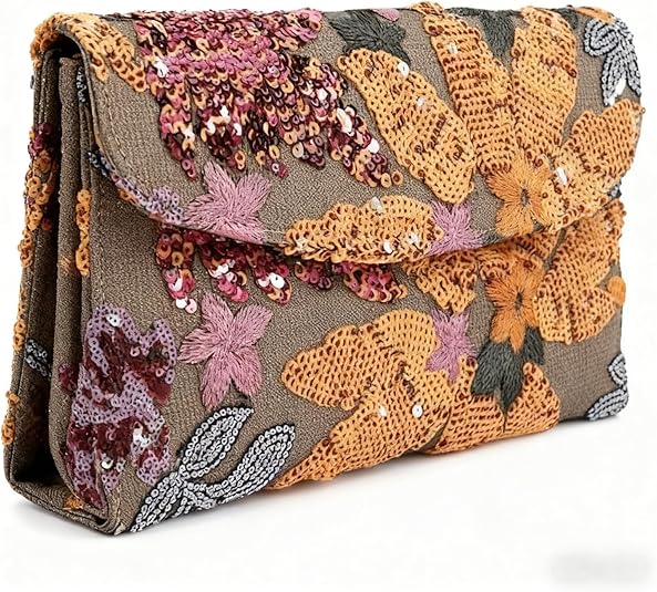 Beaded Clutch Purse for Women: Embroidered Sequin Evening Bag