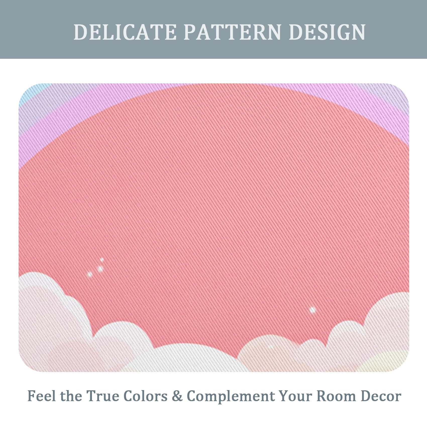 Générique Rideau Occultant Nuage Arcs en Ciel, 75 x 166(LxH) 2 Pieces, Opaque 95%, Motif Rose Mignon, Rideaux Fenetre Thermiques à Oeillets, Decoration Maison Salon Chambre CHE11
