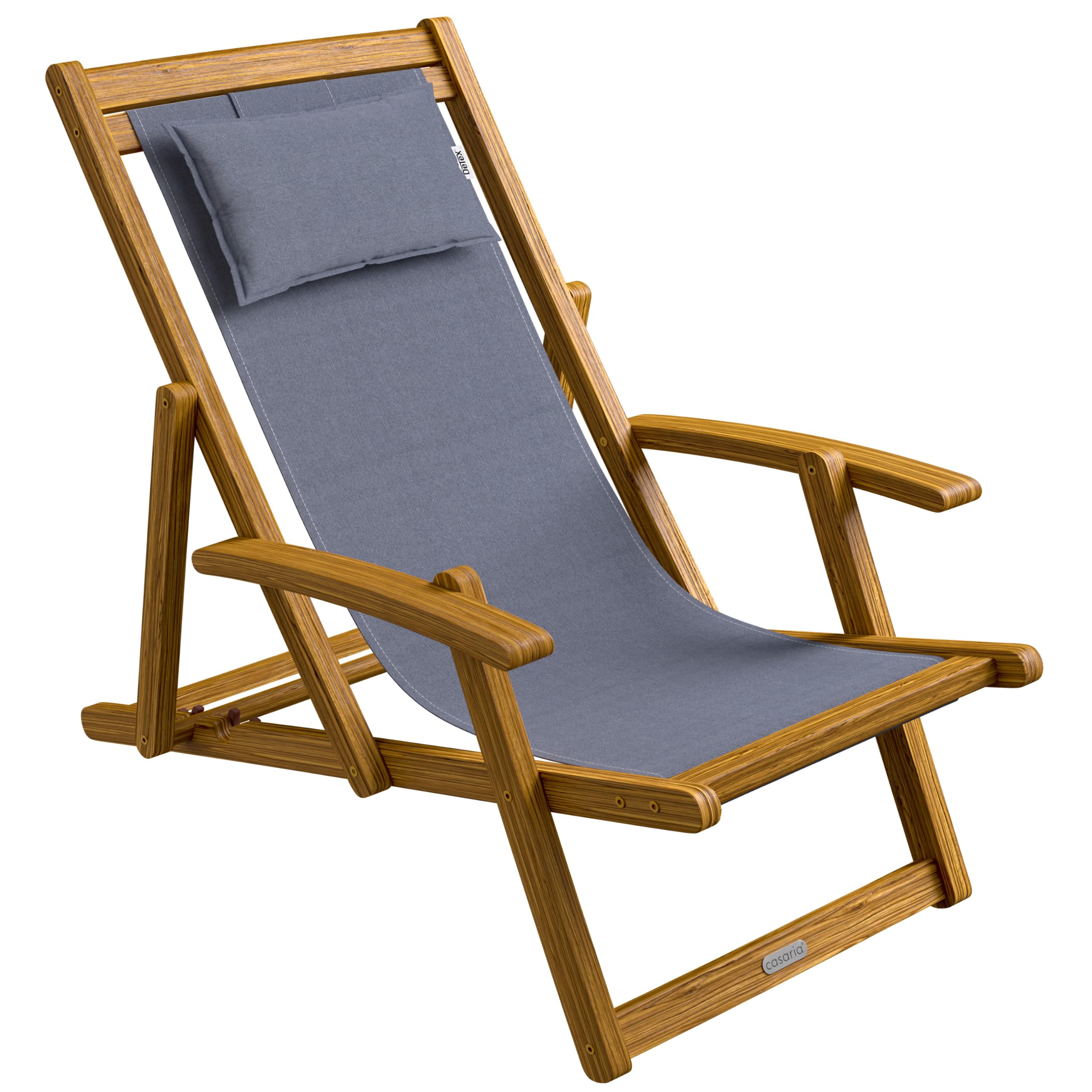 Casaria® Chaise Longue Pliante en Bois Anthracite Chaise de Plage 3 Positions Chilienne transat Jardin Exterieur