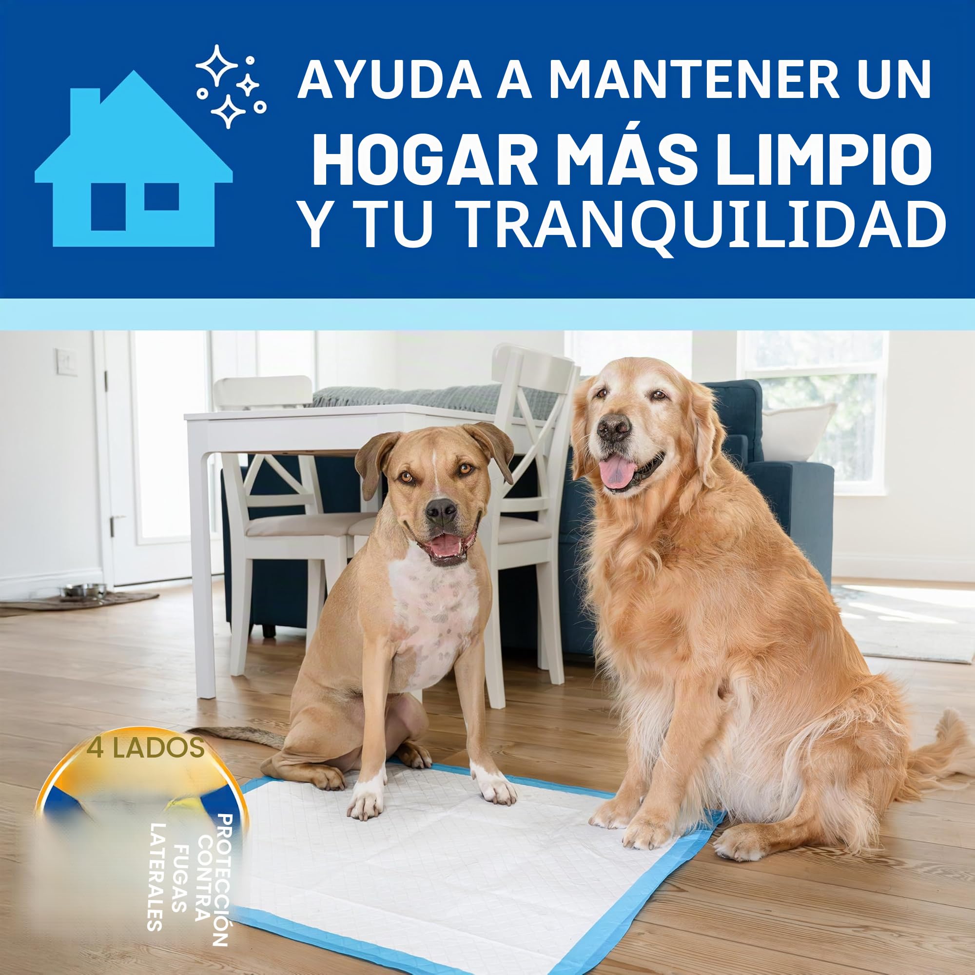 Four Paws Wee-Wee - Almohadillas para orina de rendimiento superior para perros con protección de borde de barrera de escorrentía, almohadillas de entrenamiento para cachorros y perros, suministros de