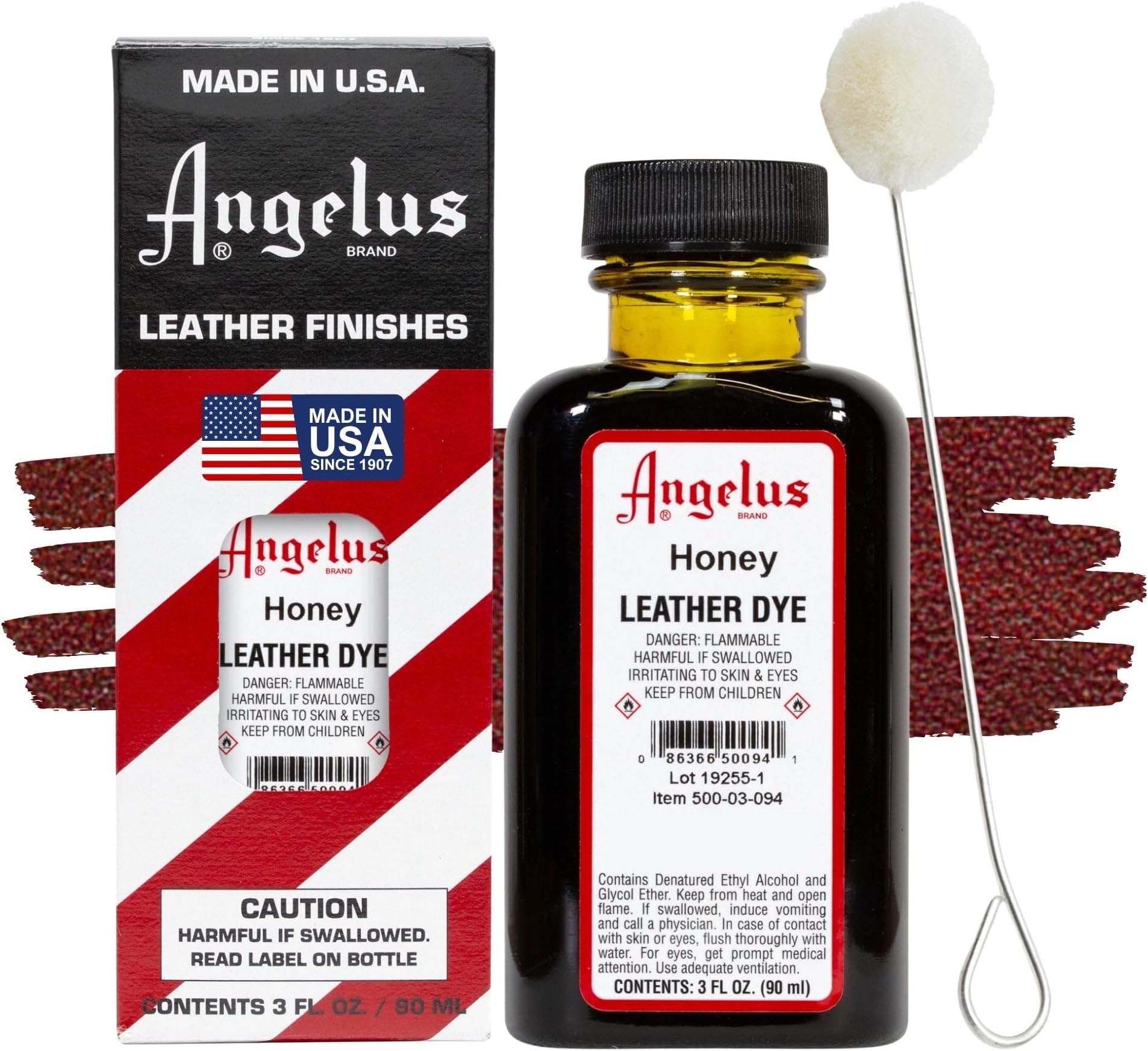 Angelus Leather Dye, Permanent Leather Dye for Shoes, Boots, Bags, Crafts, Furniture, & More - 3 fl oz, Honey