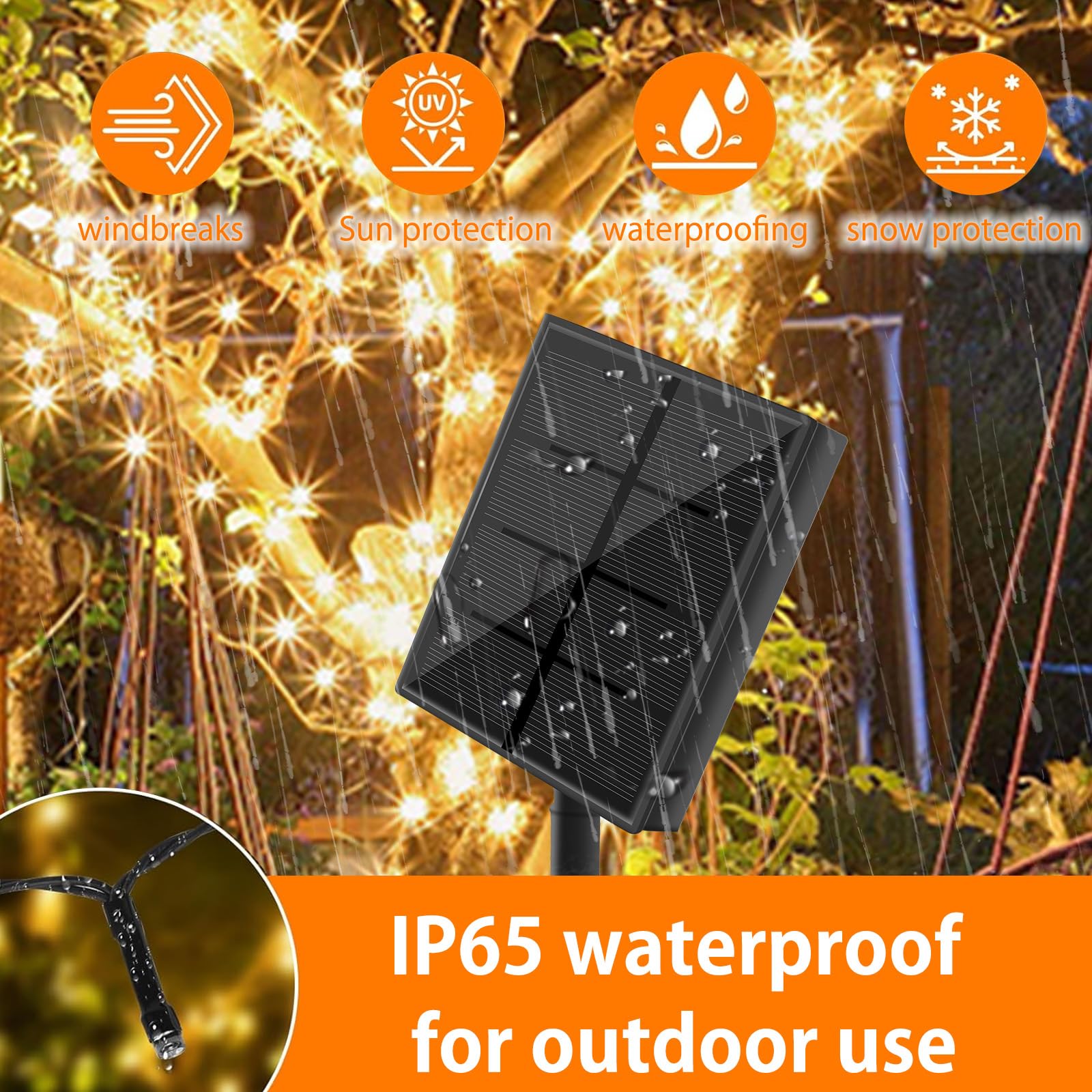 SOLARBABY 2 Pezzi Catena di Luci Solari per Esterni, Catena Luminosa Esterno Solare, 20M 200LED Luci Solari da Giardino 8 Modalità Luce Esterno Decorazioni per Giardino,Natale,Matrimonio-Bianco Caldo