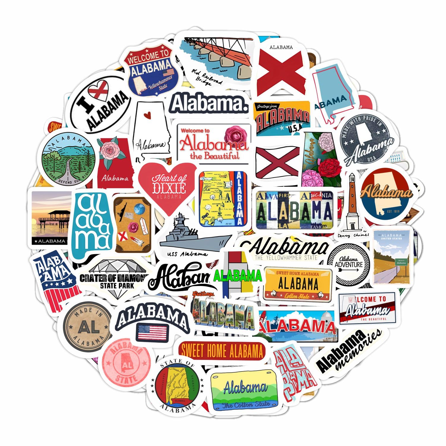 BulbaCraft Alabama Stickers for Laptop, Alabama Party Supplies & Decorations, Gifts for Women & Men