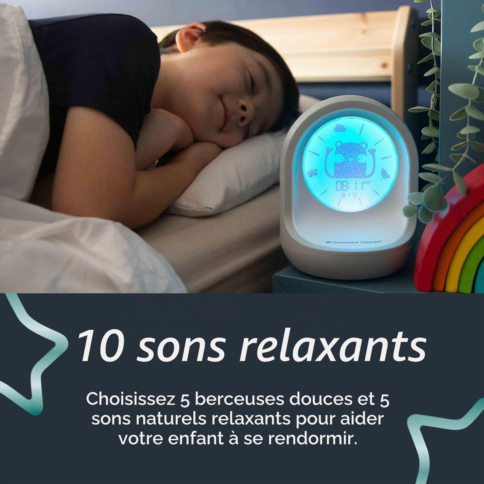 Tommee Tippee Réveil éducatif Timekeeper, aide au sommeil connectée pour les enfants
