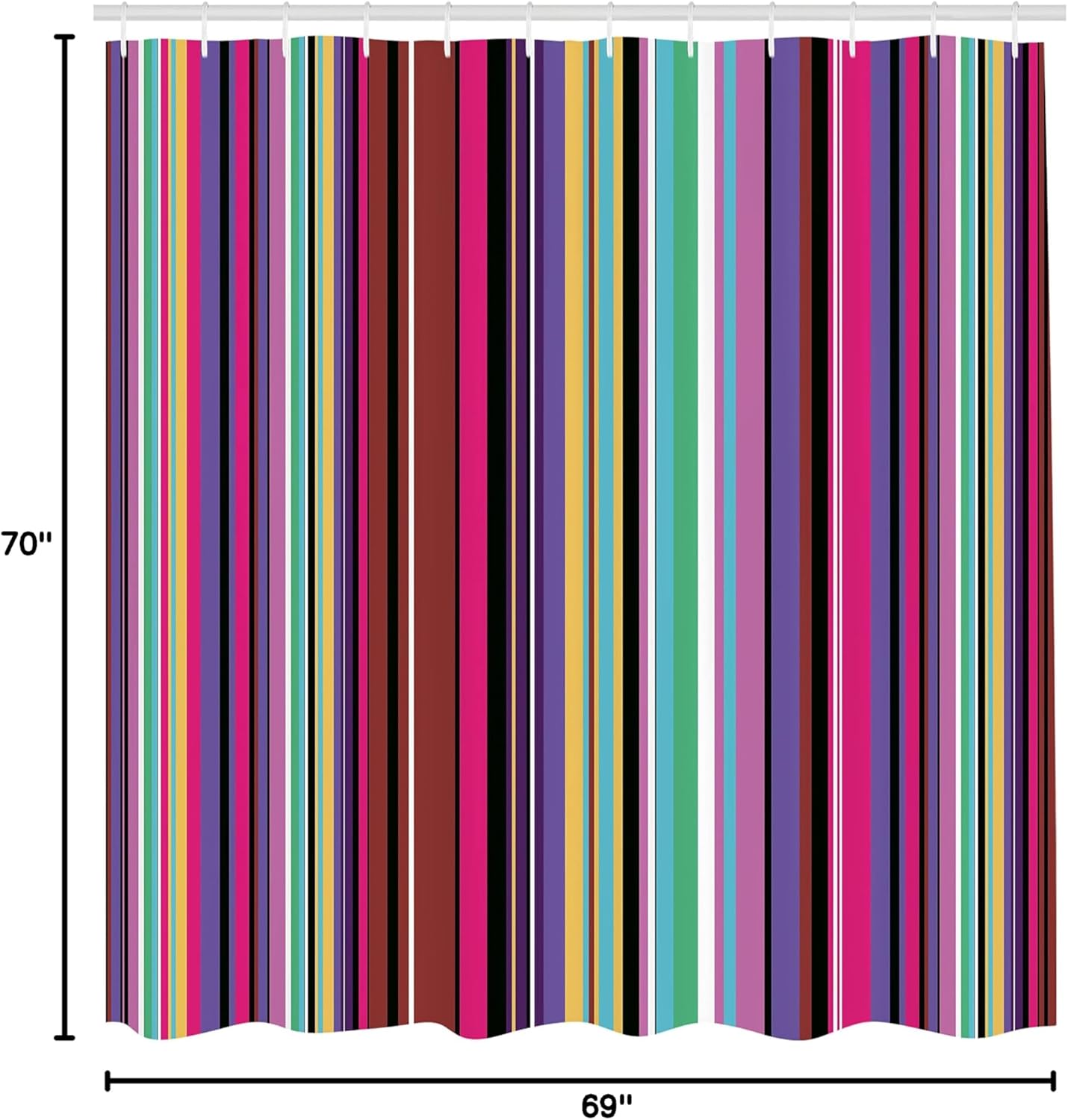 Ambesonne Abstract Shower Curtain, Barcode Lines Like Stripes Vertical Pattern Funky Modern Tile Illustration, Cloth Fabric Bathroom Decor Set with Hooks, 69" W x 70" L, Cream Magenta