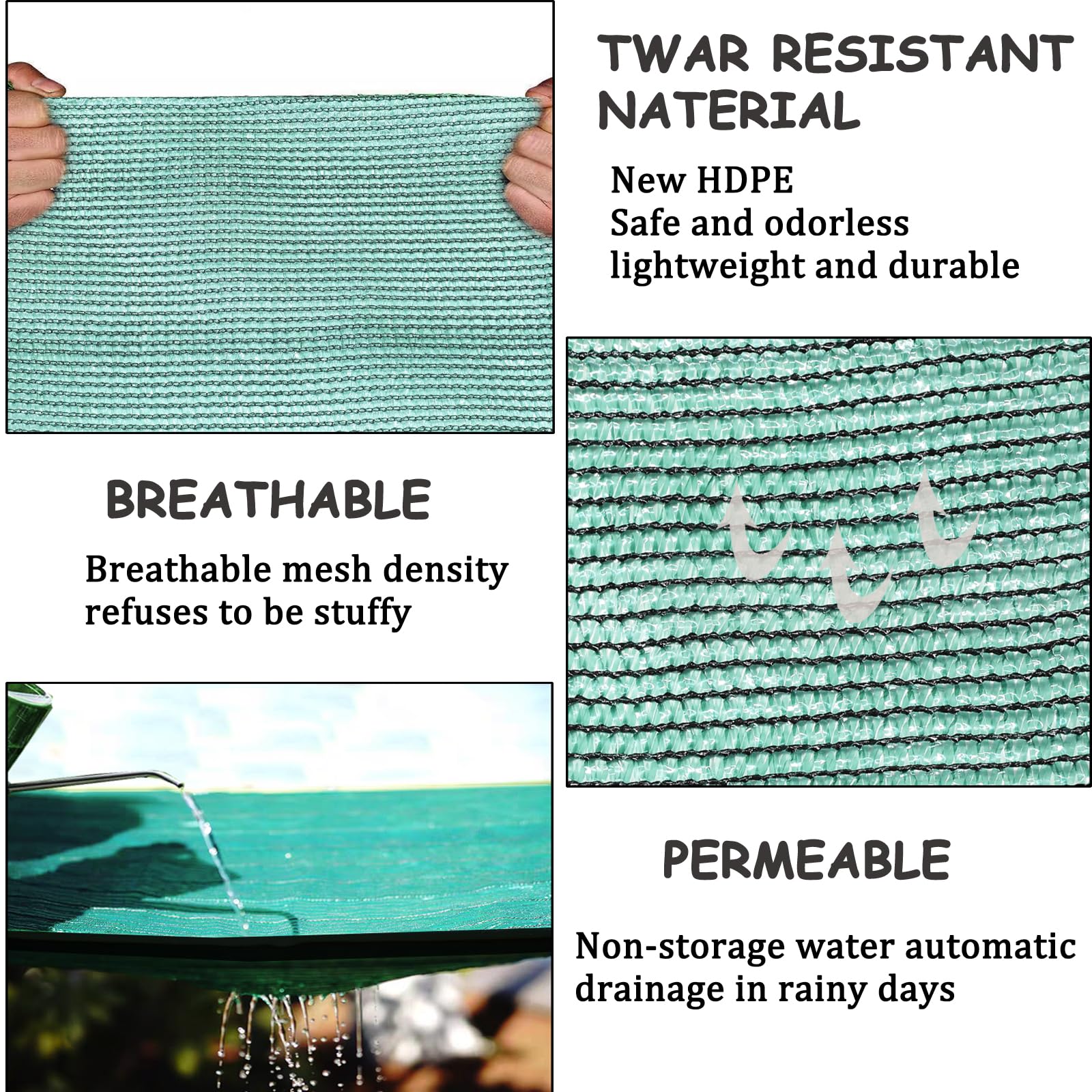 Tela de sombra verde al 70 % con ojales, malla resistente de alta calidad, anticongelante para cubierta de plantas, perrera de granero, patio, tomates (12 pies x 20 pies)