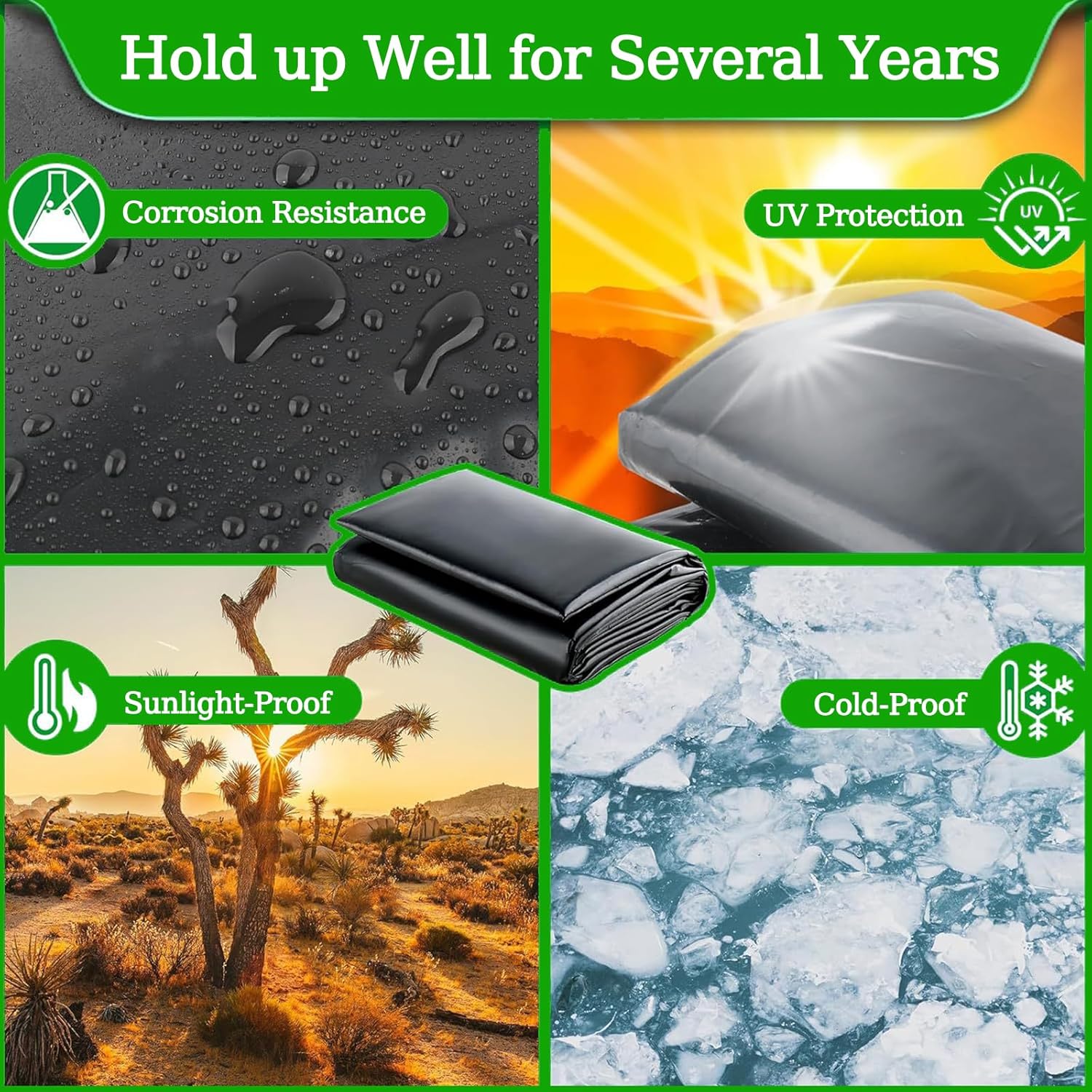 大きな黒い池ライナー 14x15m 破れにくい庭の池防水シート 滝の魚のいる池と噴水用 柔軟で不浸透性で耐久性のある池膜