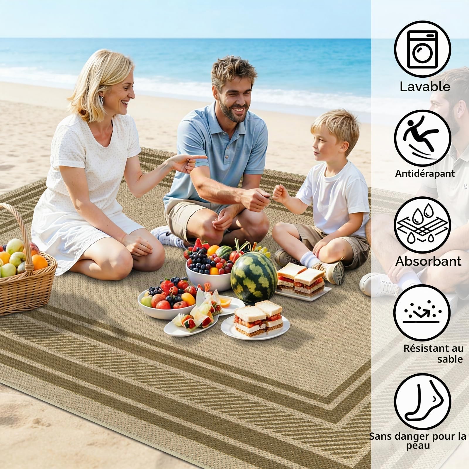Famibay Tapis Exterieur 160x230cm Tapis Exterieur Terrasse Antidérapant Lavable Grand Carpet Intérieur & Extérieur pour Salon Terrasse Balcon Jardin Jute Aspect Rug Marron