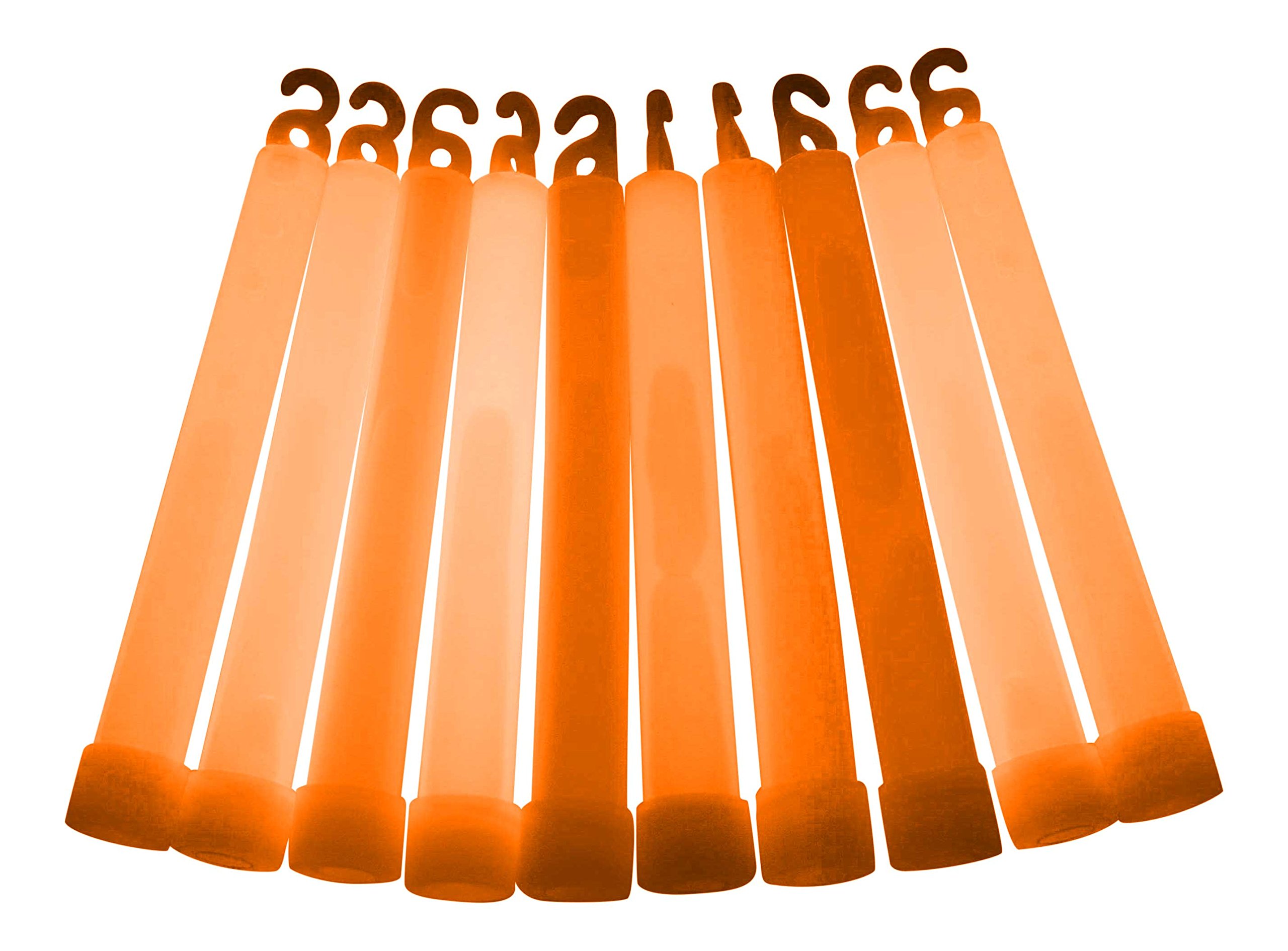 6 inch Premium (15mm) Glow Sticks (10 Pack, Orange)
