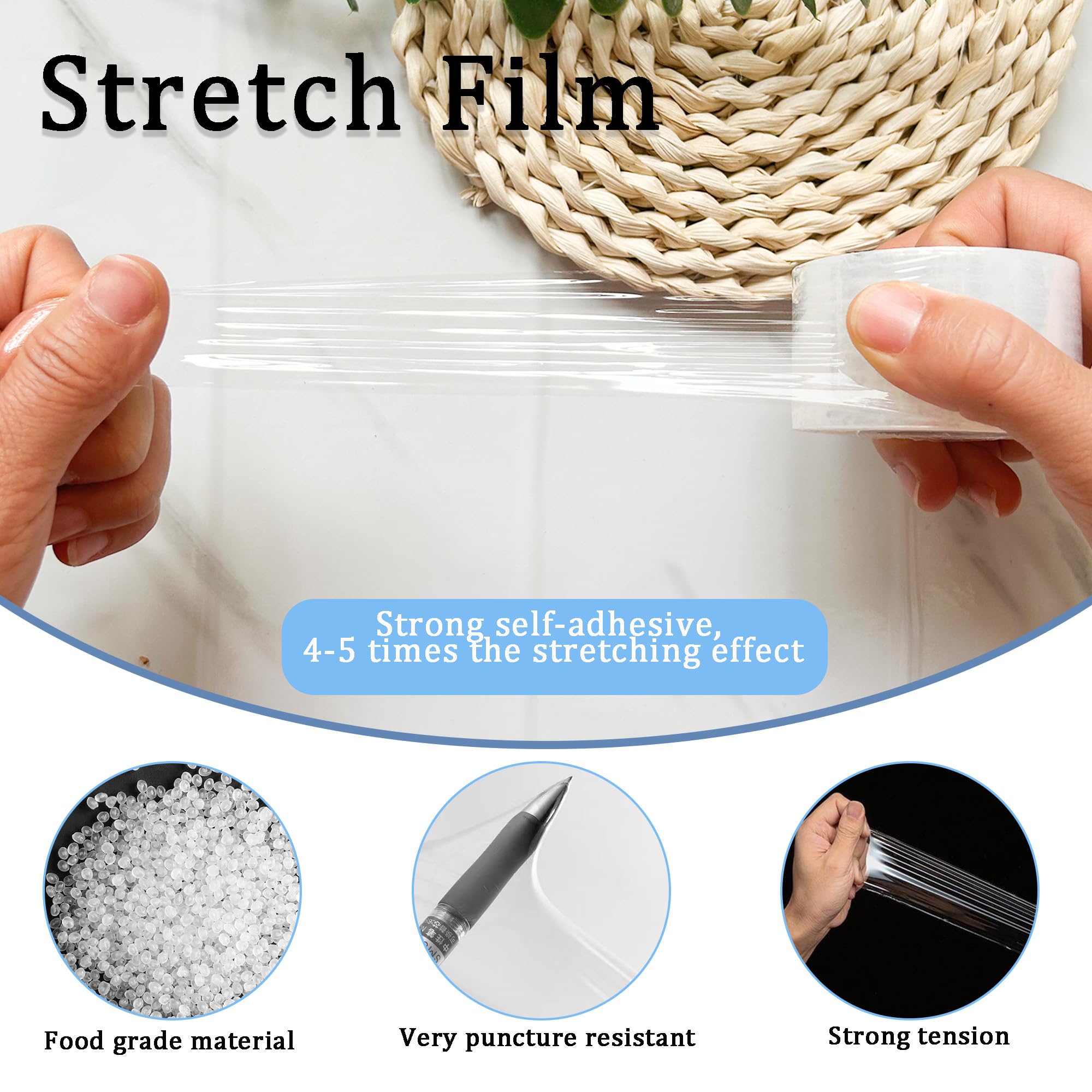 Mini Shrink wrap roll - 1.57in*2500ft Stretch wrap for Packing unheated Heavy Duty Stretch Film Packing Supplies for Jars Bottles cans tin Lip Gloss