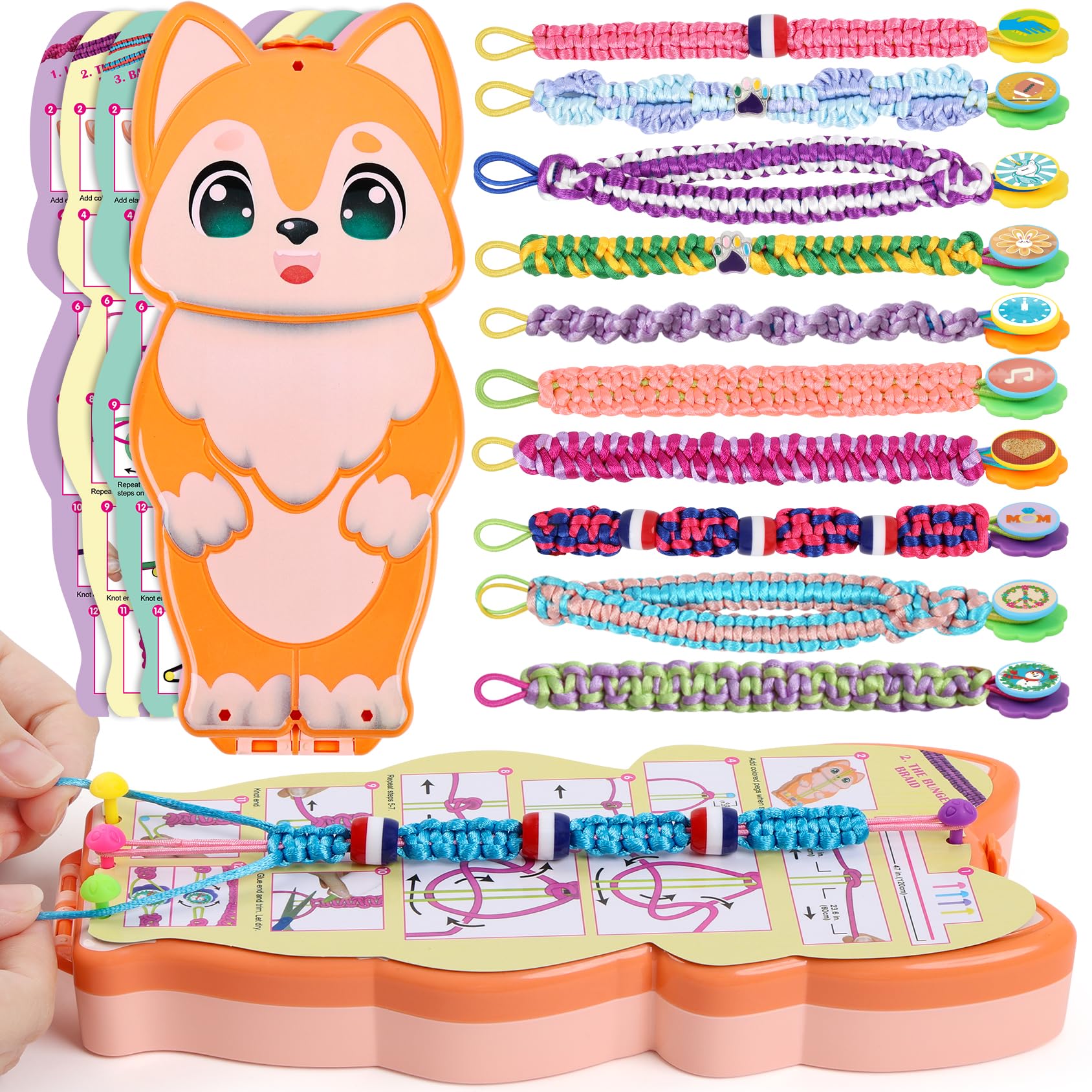 FUNiOi Bracelet Making Kit for Girls 8-10 12 Year Old - DIY Friendship Bracelets Crafts Toys for Kids Ages 6, 7+, Cool Birthday Gift Idea - Cute Squirrel Appearance Bracelet String Maker