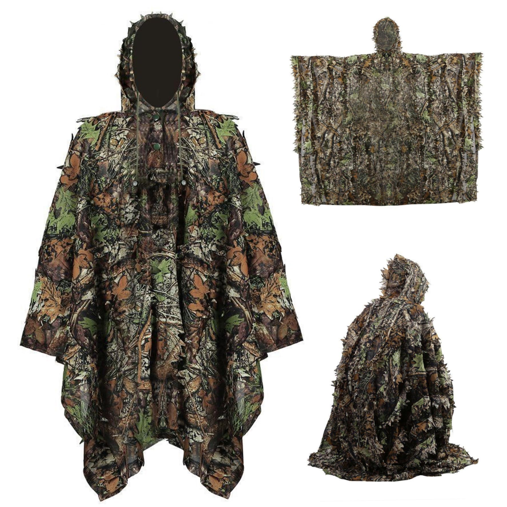 Hoveeluty Camouflage Ghillie Suit Thermal Cloak, 3D Leafy Suit For Turkey Hunting Lightweight Hunting Clothes For Shooting Observe Wildlife Outdoor Daily Use Leafy Clothes Turkey Camo