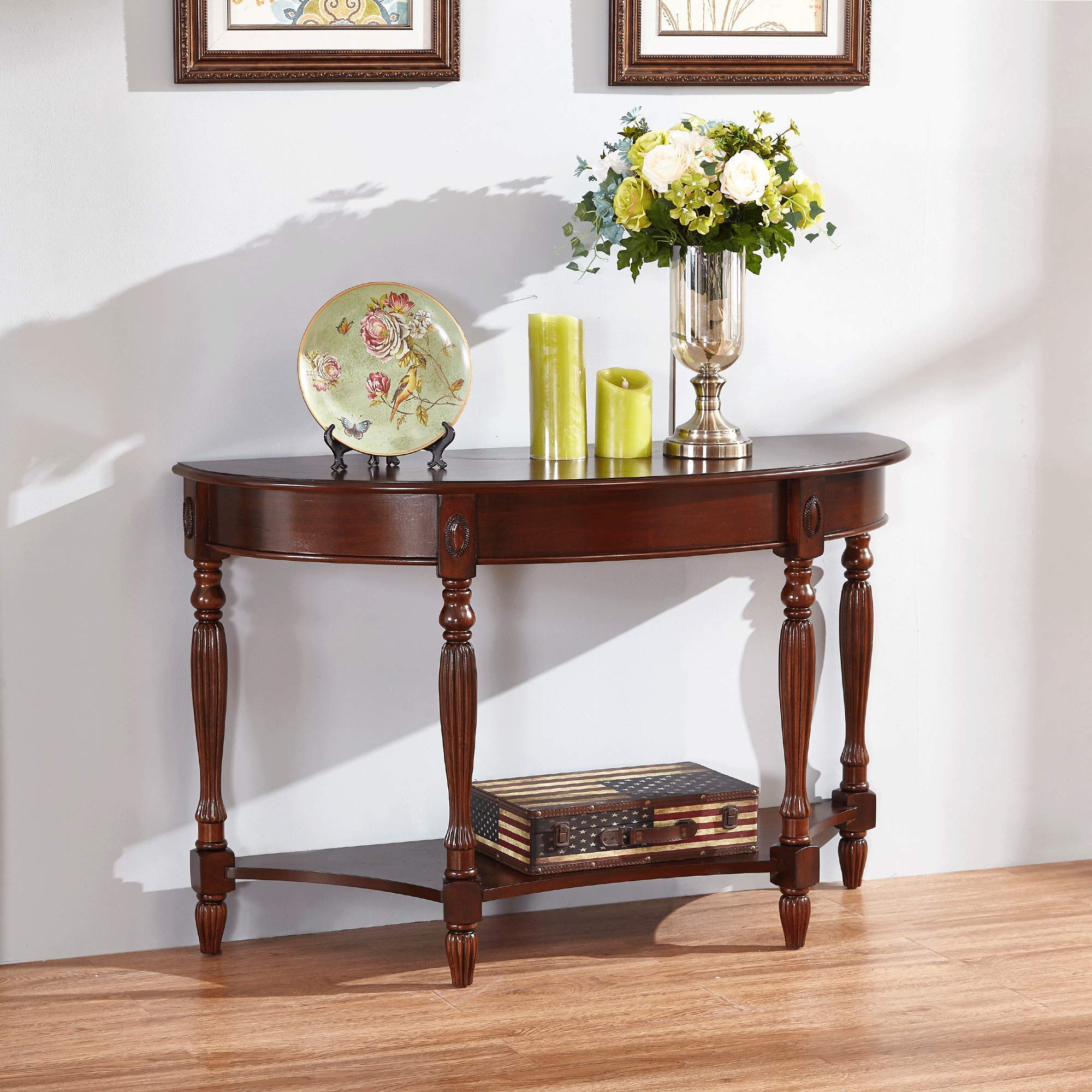 Buy MODERION Solid Wood Console Table, SemiCircle Entryway Table with
