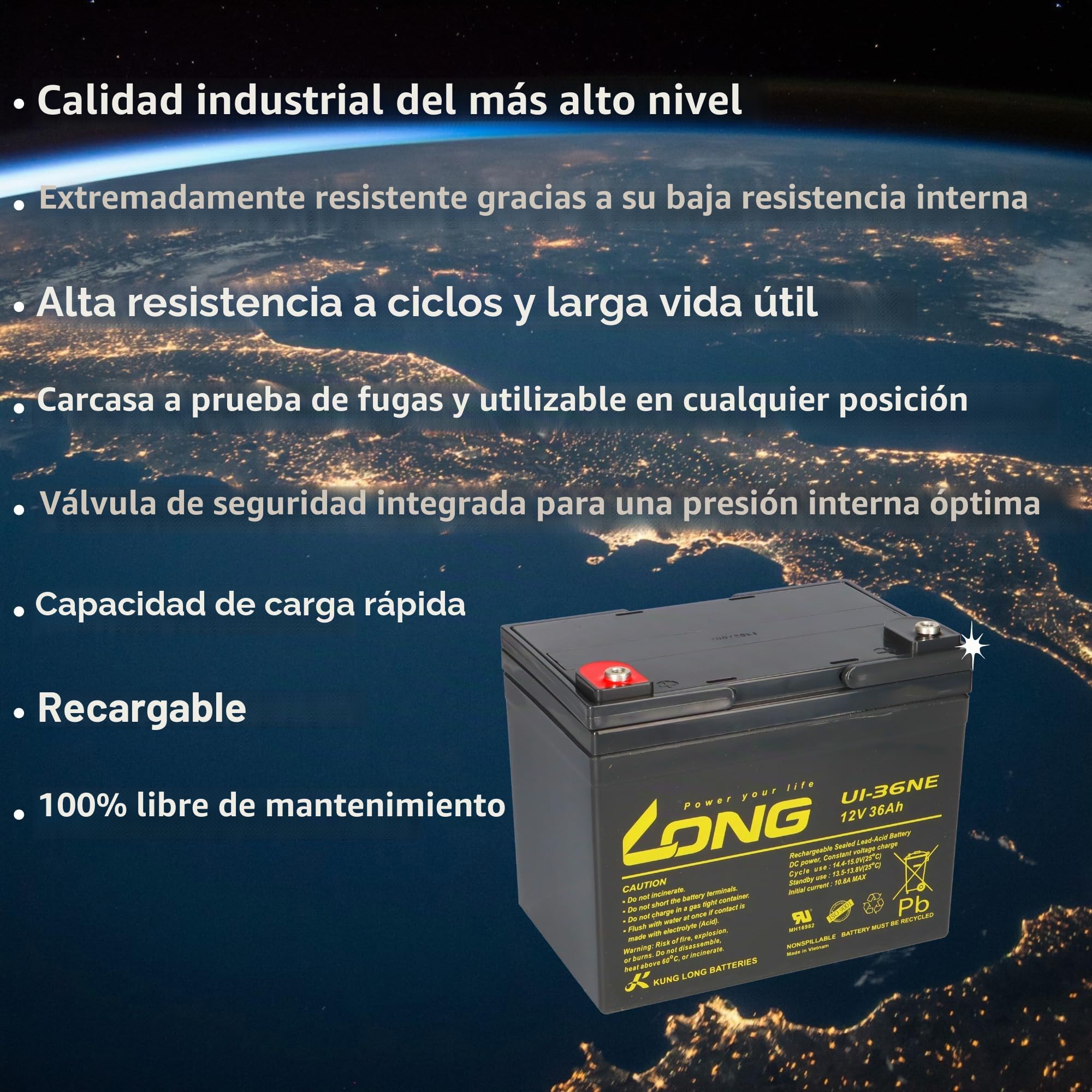 Batería de repuesto para Invacare Butler 2 x 12 V (24 V) 36 Ah Ciclos Resistente AGM – Plomo – Larga duración – No requiere mantenimiento