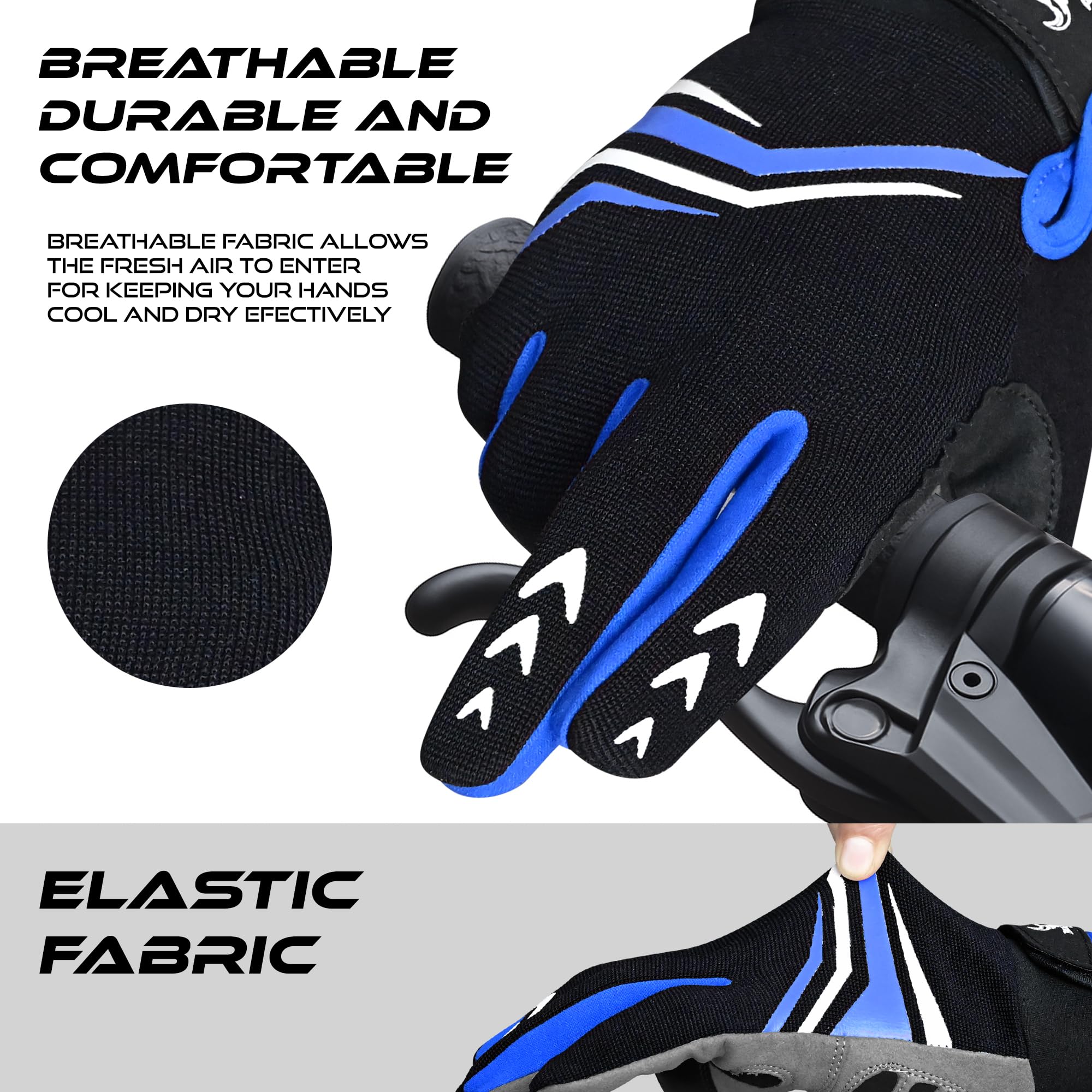BEAST RAGE Guantes de Ciclismo Dedos Enteros Acolchado Antideslizantes Transpirables Táctiles Montaña BMX