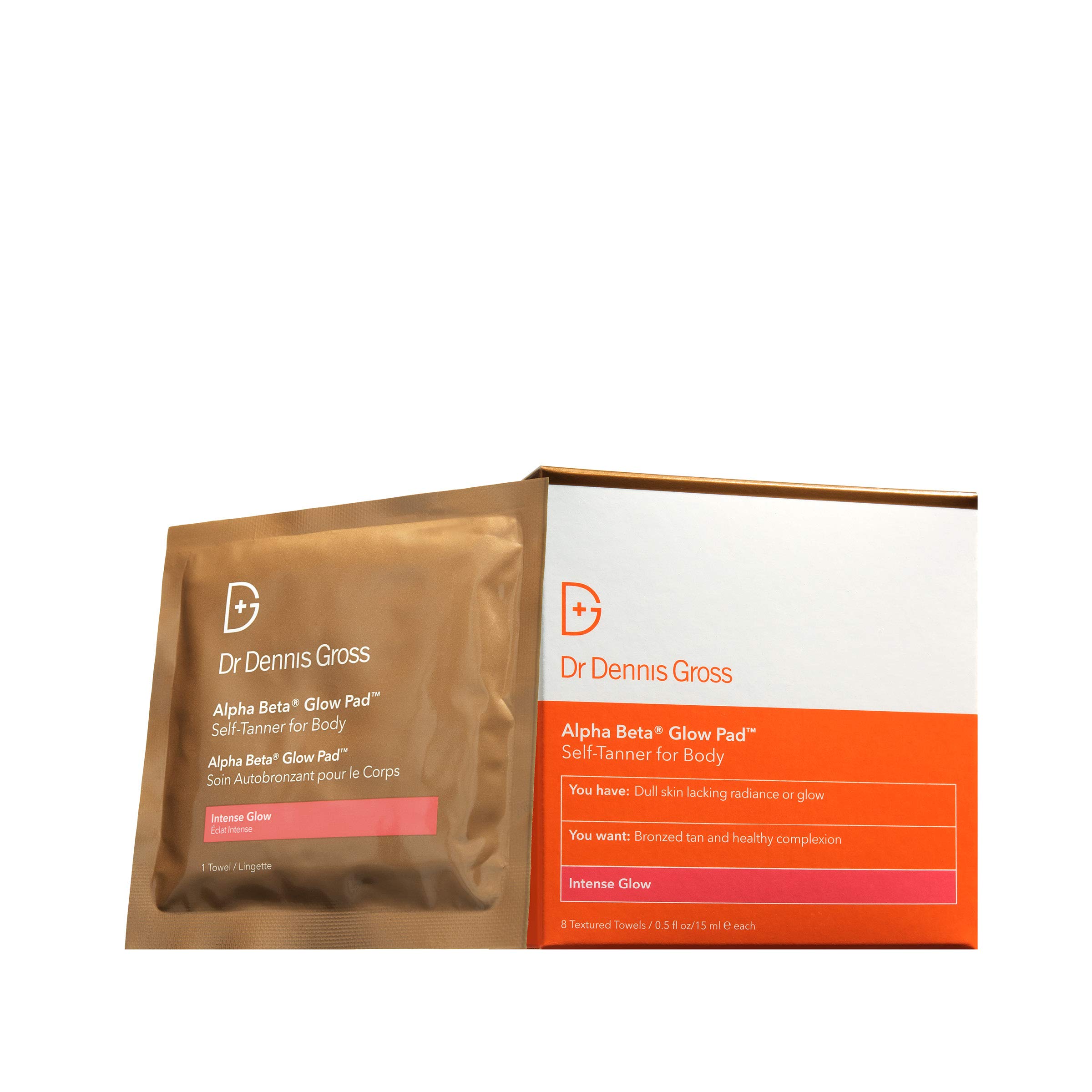 Alpha Beta Glow Pad Self-Tanner For Body - Intense Glow 8 Towels