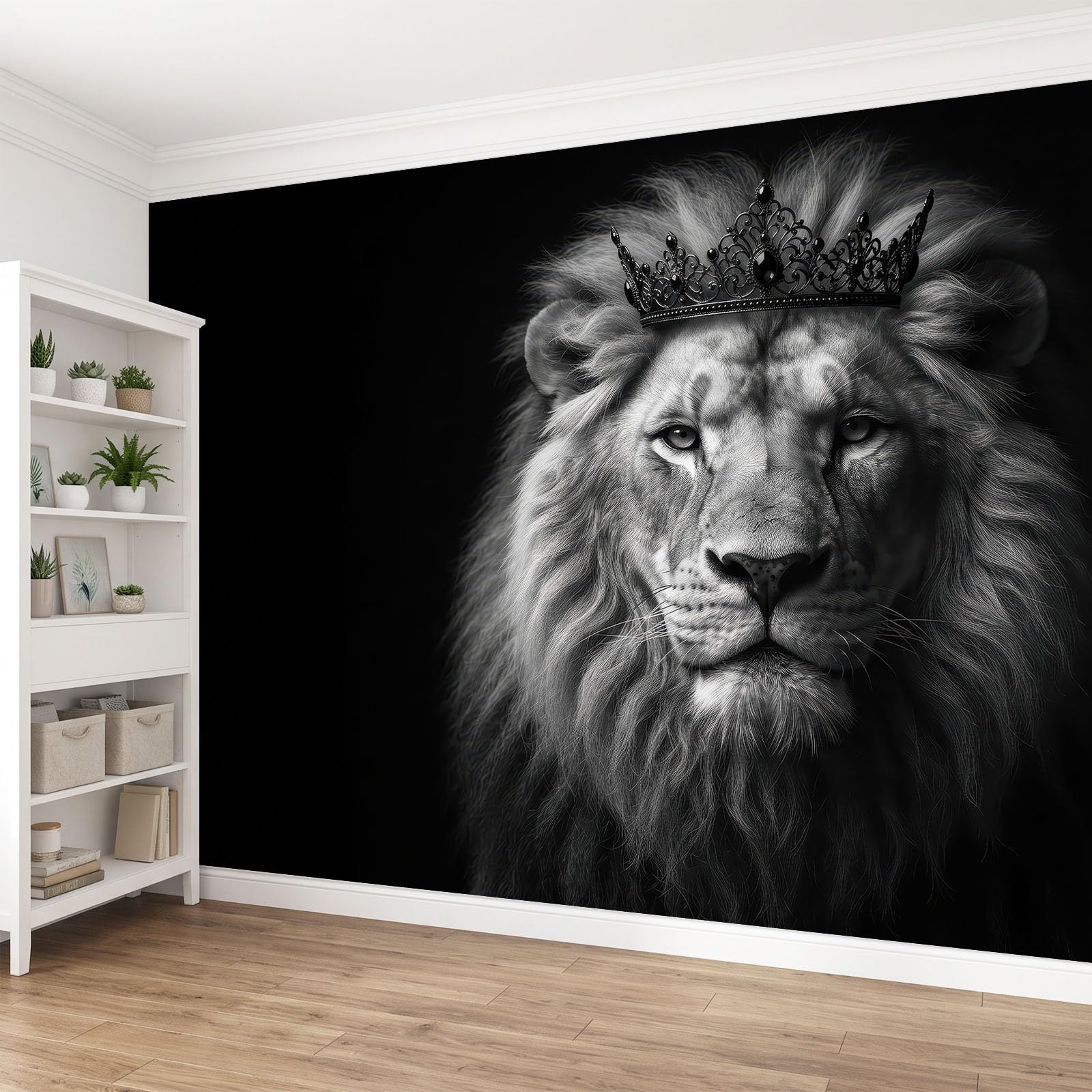 Panoramiczna tapeta z lewem mężczyzna 350 x 256 cm fototapeta - fotografia zwierząt gobelin ścienny włóknina tapeta do sypialni salonu tło telewizora - plakat obrazy ścienne