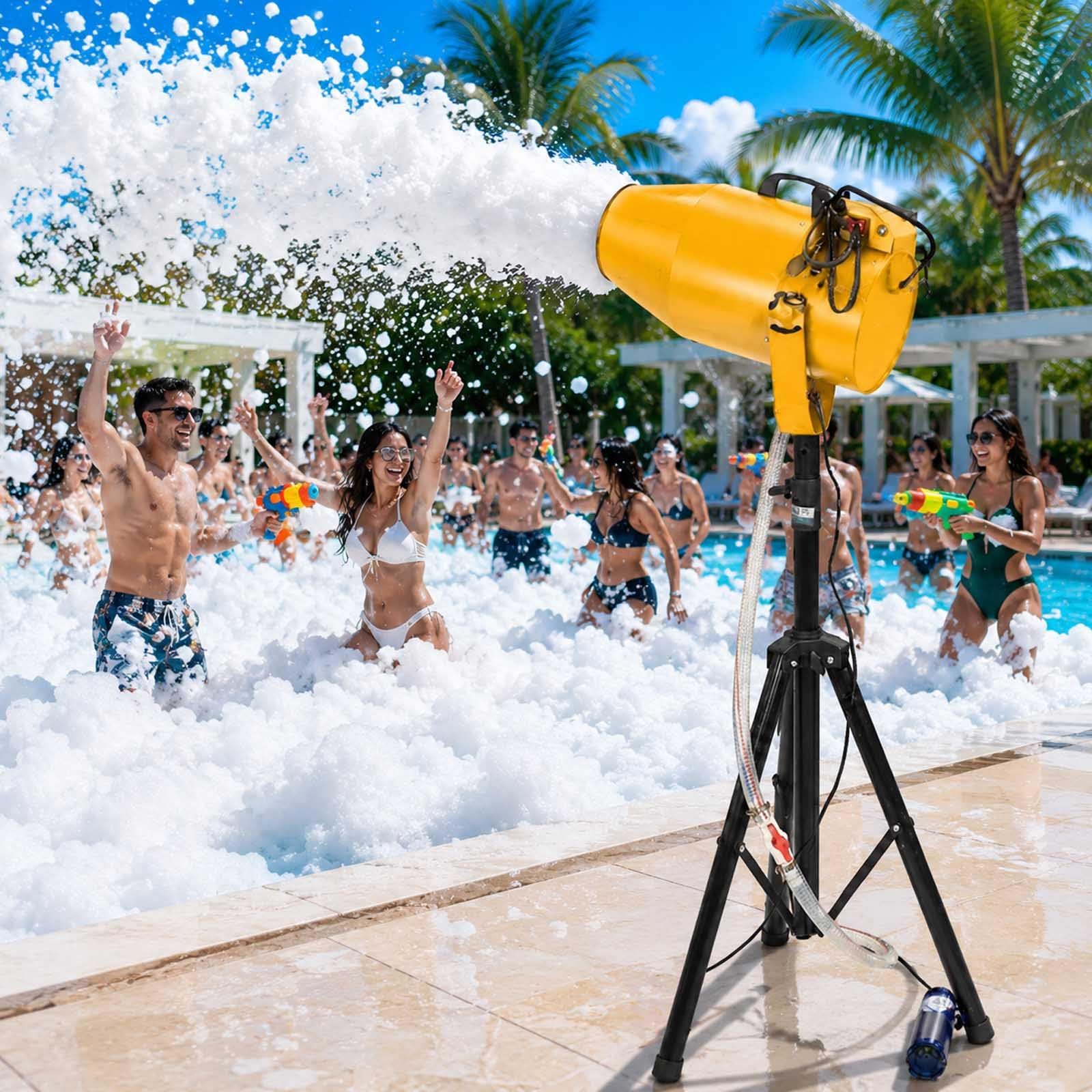aromaoveite 1000w Foam Machine Party Outdoor, Professional Foam Party Machine With Tripod Stand, High Power Stage Effect Jet Foam Machine For Pool Parties, Dj Events, Weddings, Black/Yellow yellow