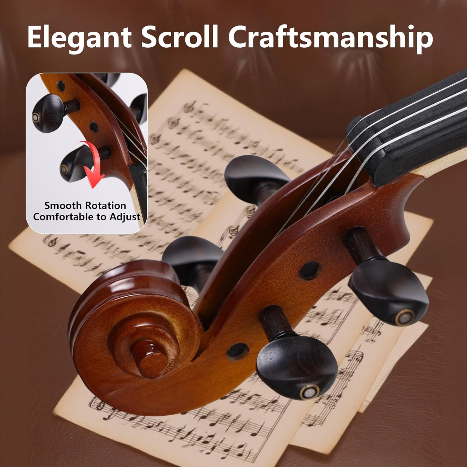 Violin 4/4 Full Set,Violin For Kids,Women,Girls,Beginners,Acoustic Solid Violin With Ebony Accessories For Room Home Office Decoration,Gift