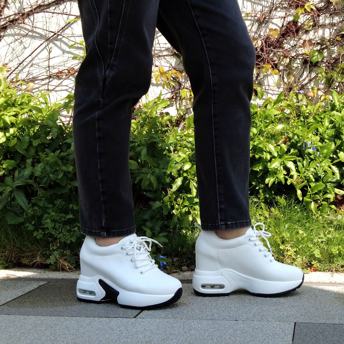 Sneakers Alte con Zeppa Donna Platform Scarpe da Ginnastica Pelle Scarpe Casual
