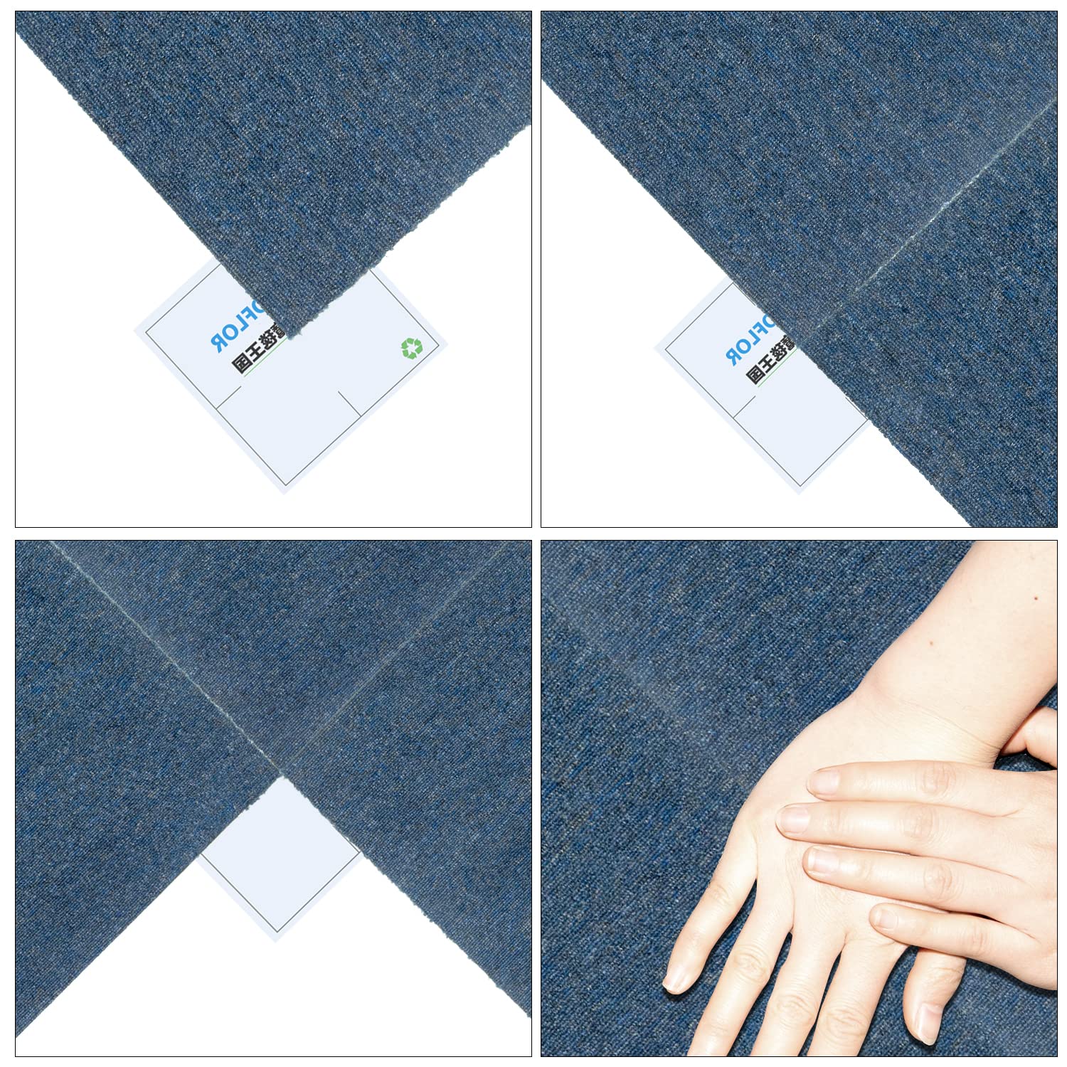 uyoyous Lot de 20 carreaux de sol commerciaux avec envers en PVC antidérapants et résistants à l'humidité pour une utilisation résidentielle et commerciale Bleu 50,8 x 50,8 cm