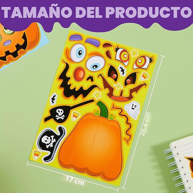 Foto 6 de 8 de JOYIN 42 Hojas de Pegatinas para Hacer Caras de Calabaza de Halloween, CREA Tus Propios Personajes