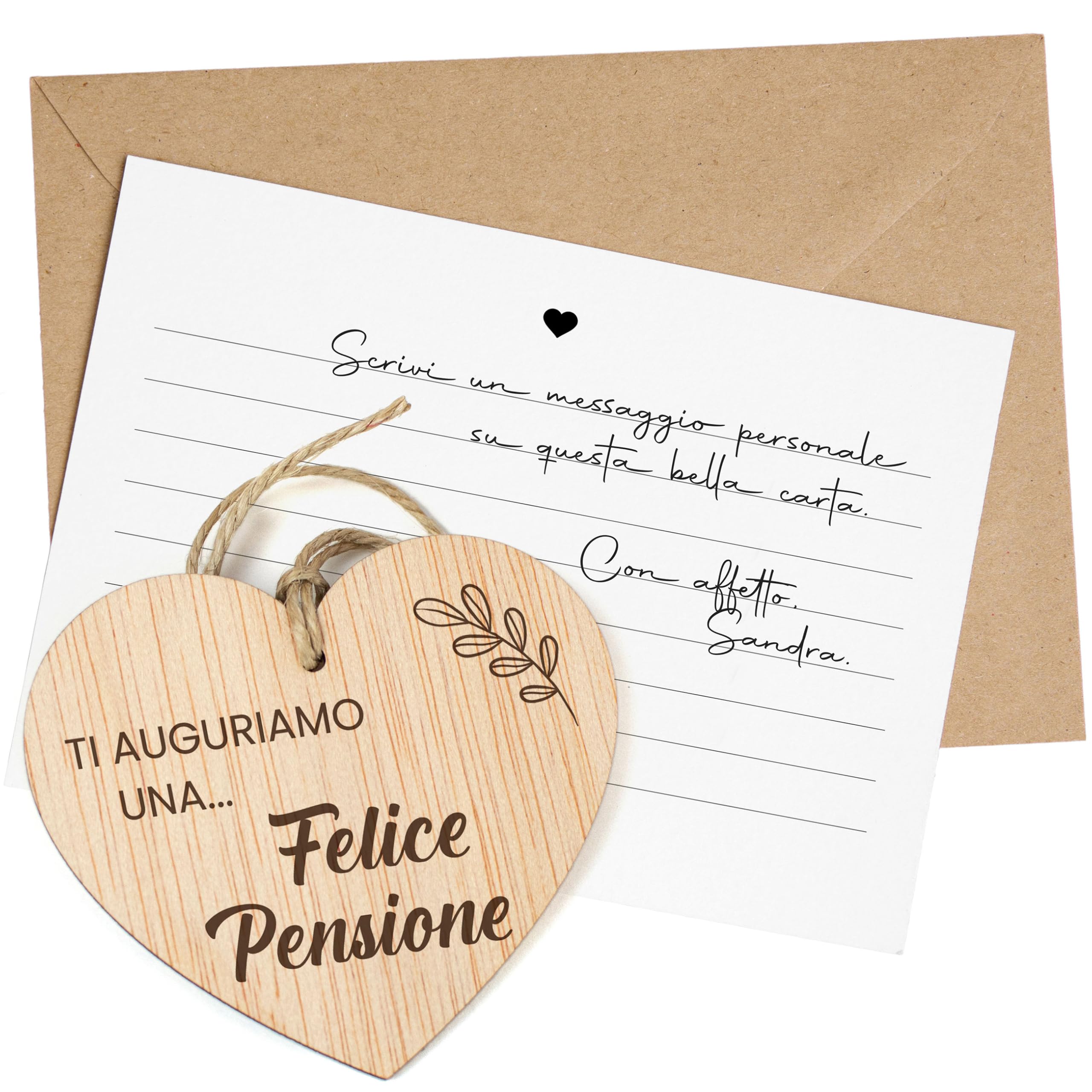 CONTRAXT Regalo Originale per Pensione, Biglietto di Buona Pensione in Legno con Ciondolo