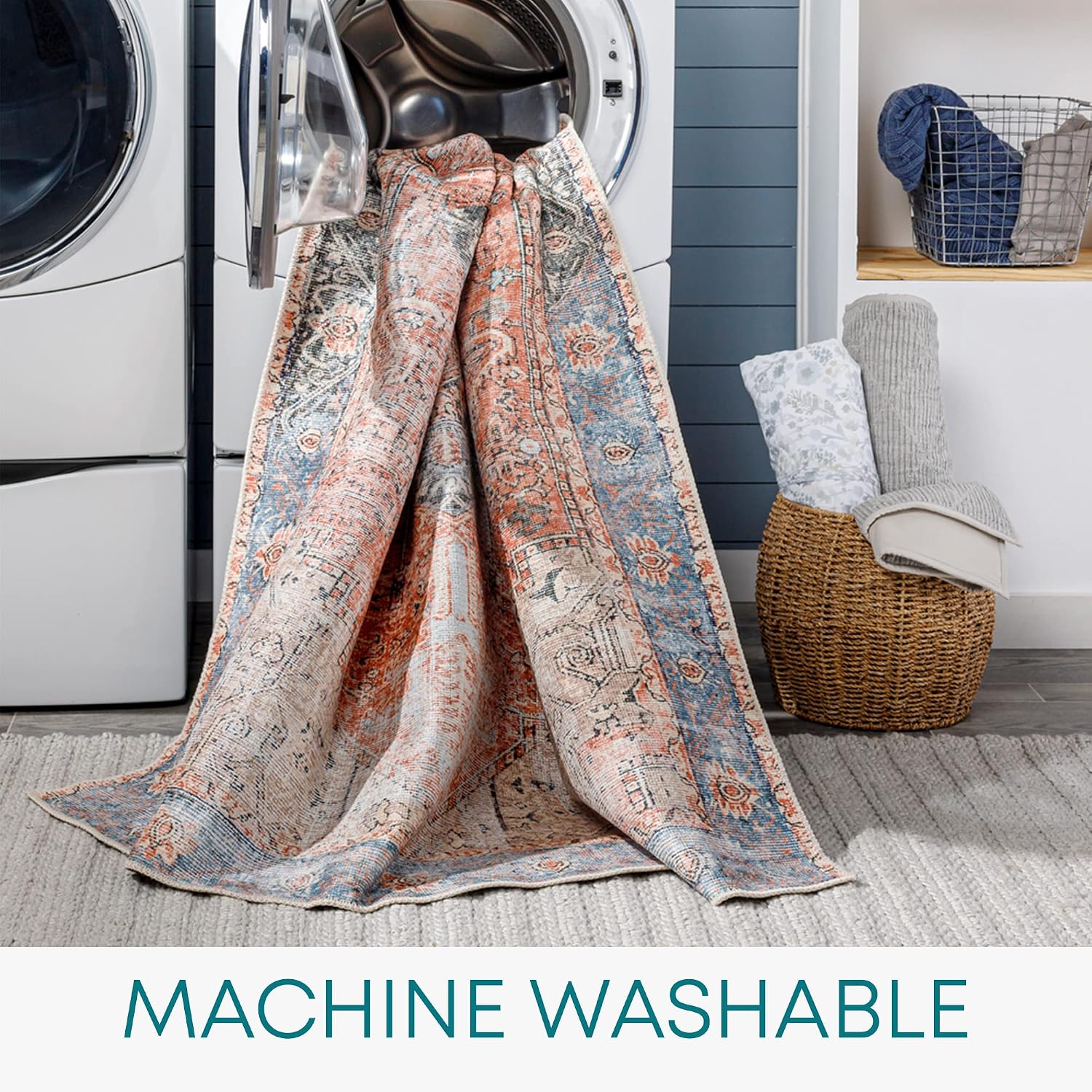 Livabliss Rodas Machine Washable Rug, Vintage Area Rugs Living Room, Large Rug 160x220 cm, Traditional Boho Style - Image 3
