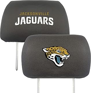 FANMATS NFL Jacksonville Jaguars Auto Headrest Covers, Team Colors, One Size,Black