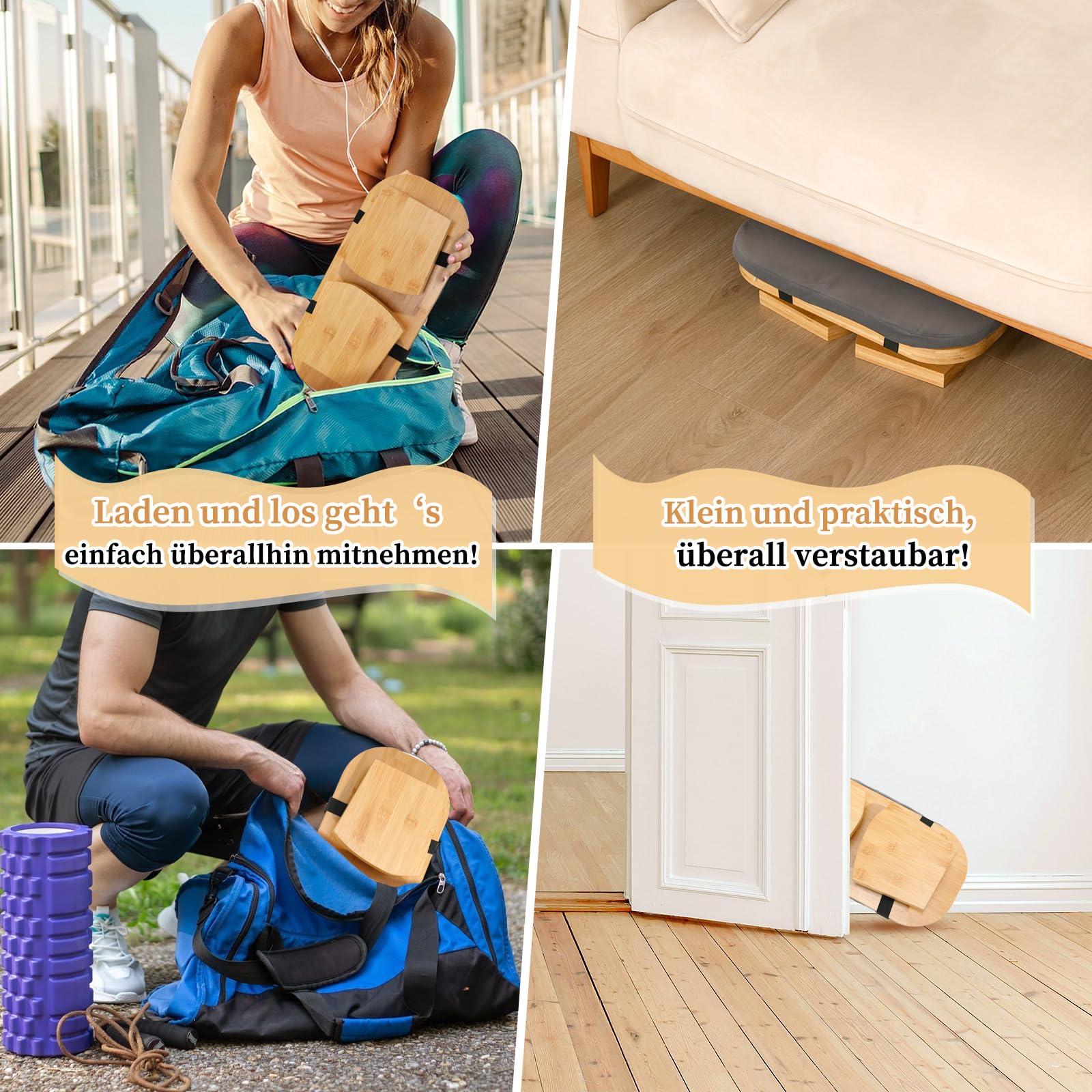 TYYIHUA Meditationsbank, klappbarer Meditationsstuhl, Bambus-Meditationshocker mit Anti-Rutsch-Matte, verstellbarer Yoga-Hocker mit gebogenen Unterkanten