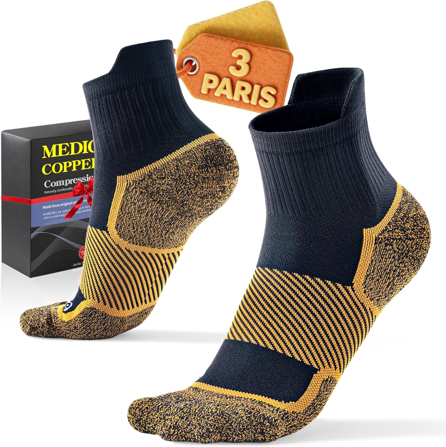 Firm Copper Compression Ankle Socks 20–30 mmHg for Women & Men (3 Pairs) – Medical Support for Circulation, Swelling, Odor Control & Foot Fatigue